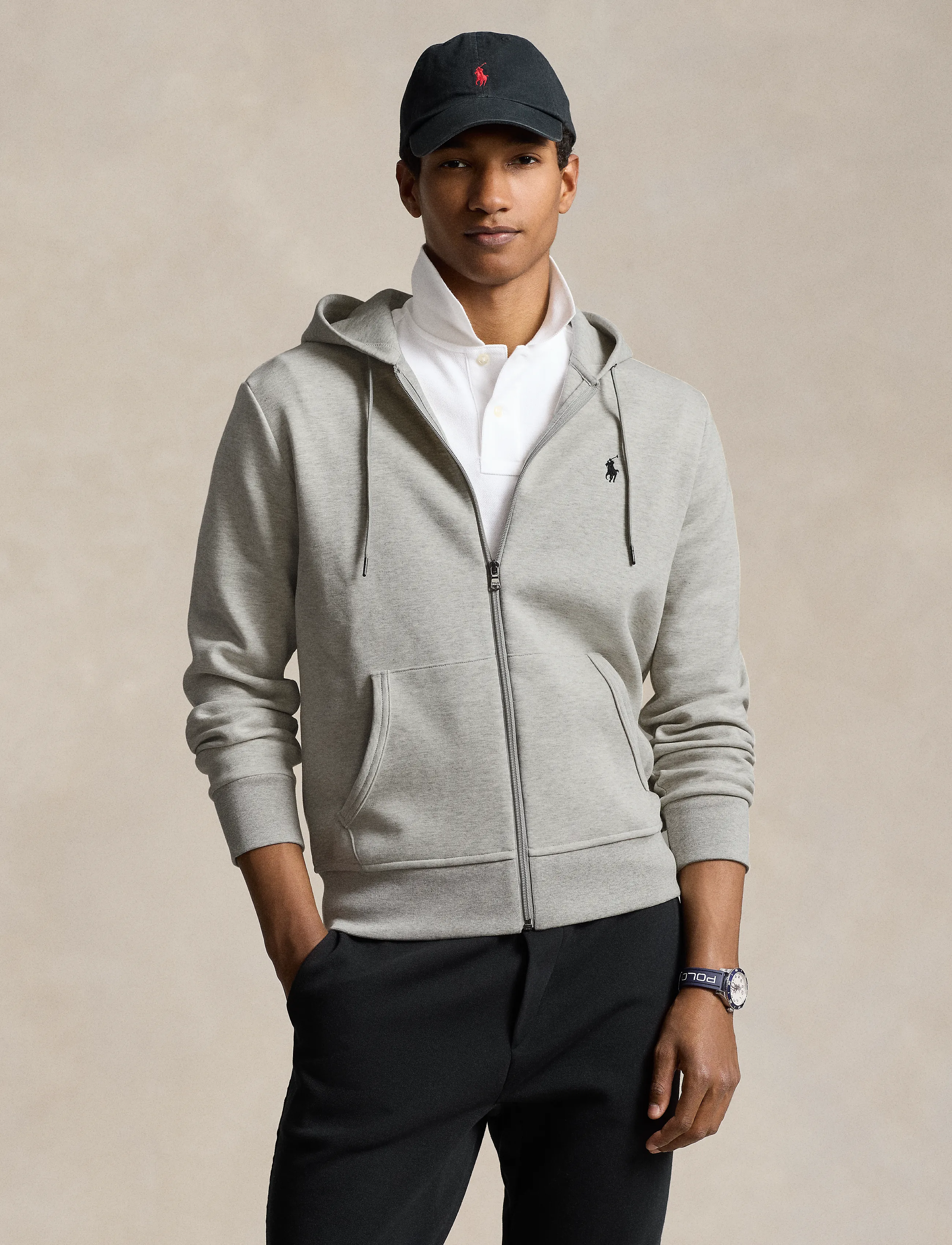Polo Ralph Lauren Double-Knit Full-Zip Hoodie, L, Grey, Sweatshirts & Hættetrøjer > Hættetrøjer, Herre