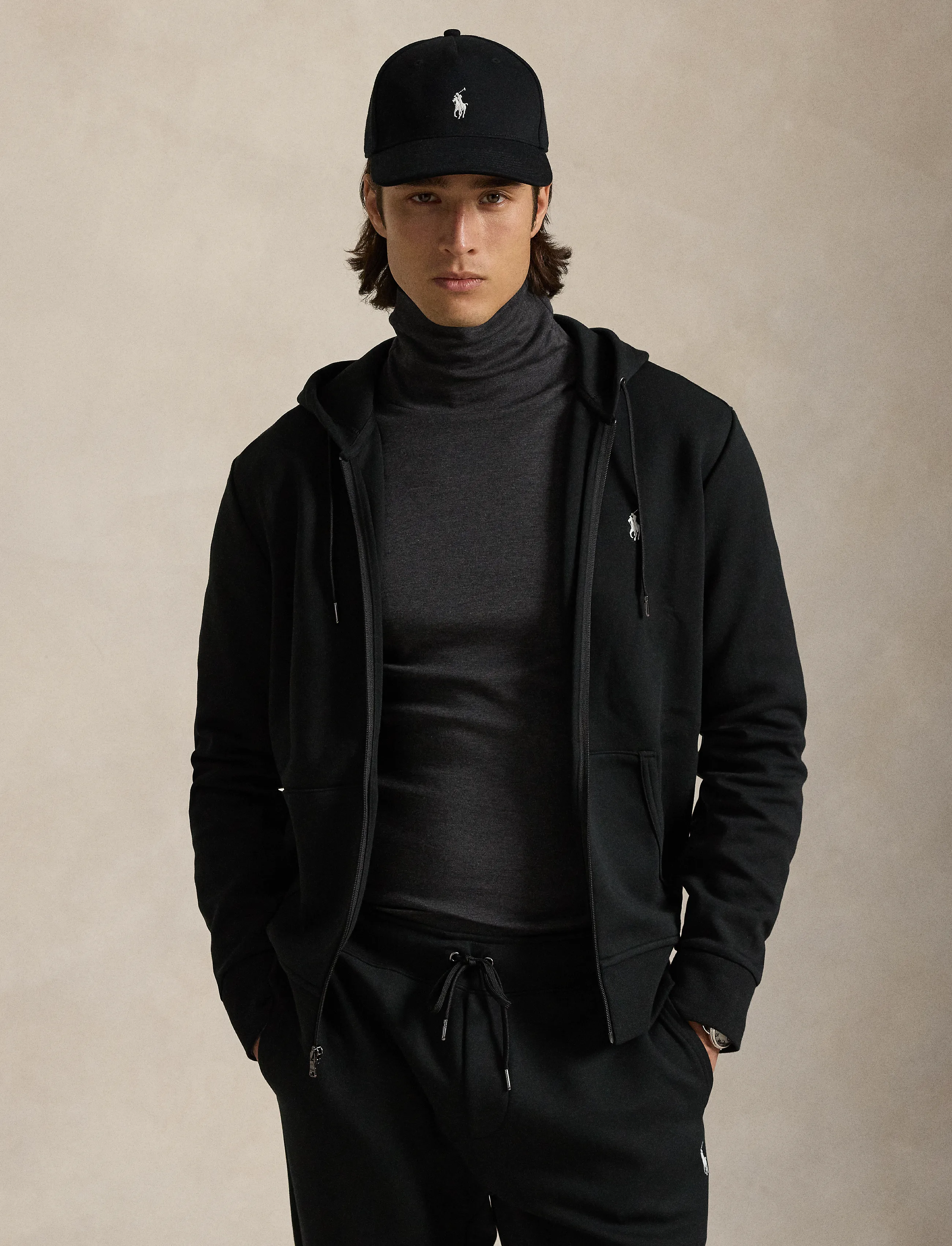Polo Ralph Lauren Double-Knit Full-Zip Hoodie, XXL, Black, Sweatshirts & Hættetrøjer > Hættetrøjer, Herre