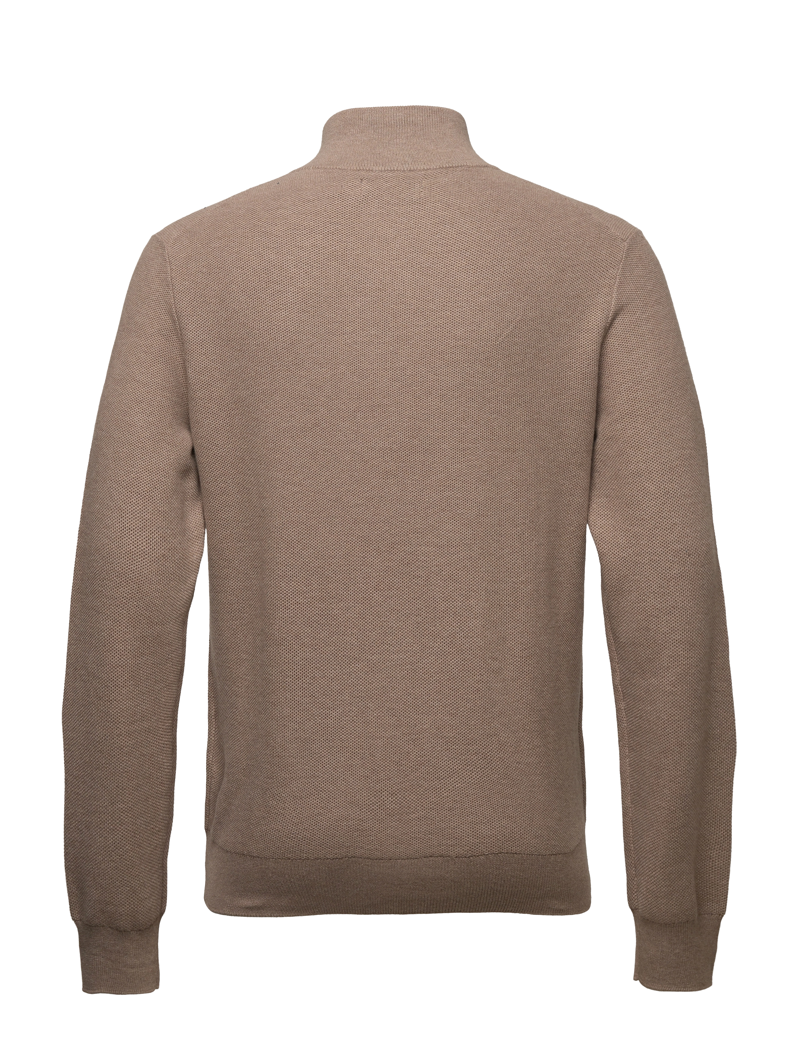 Polo Ralph Lauren - Mesh-Knit Cotton Quarter-Zip Sweater - honey brown hthr - 1