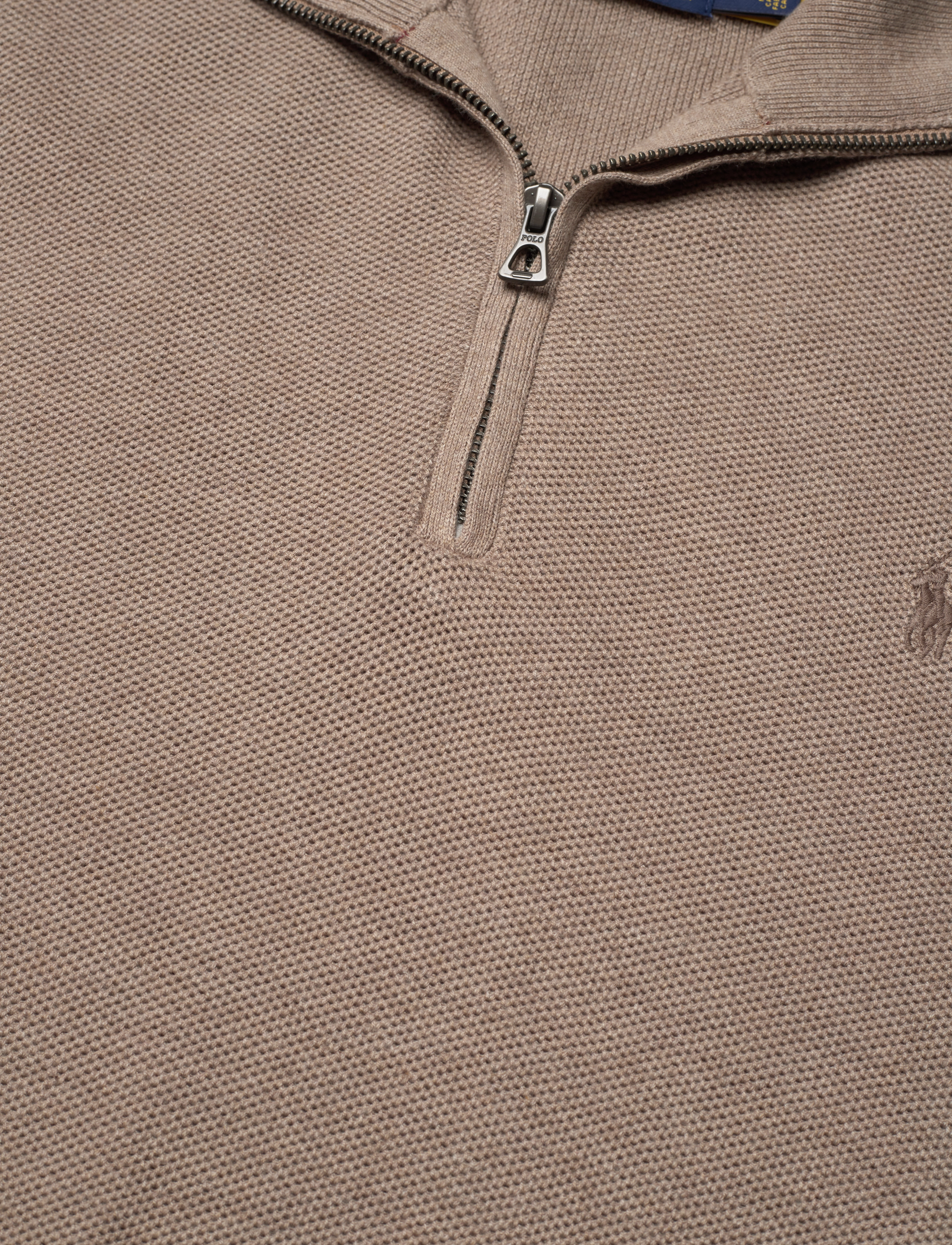 Polo Ralph Lauren - Mesh-Knit Cotton Quarter-Zip Sweater - honey brown hthr - 3