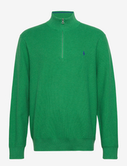 Mesh-Knit Cotton Quarter-Zip Sweater - GREEN