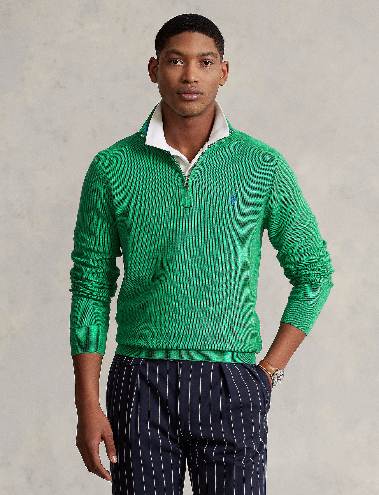 Polo Ralph Lauren - Mesh-Knit Cotton Quarter-Zip Sweater - green - 0