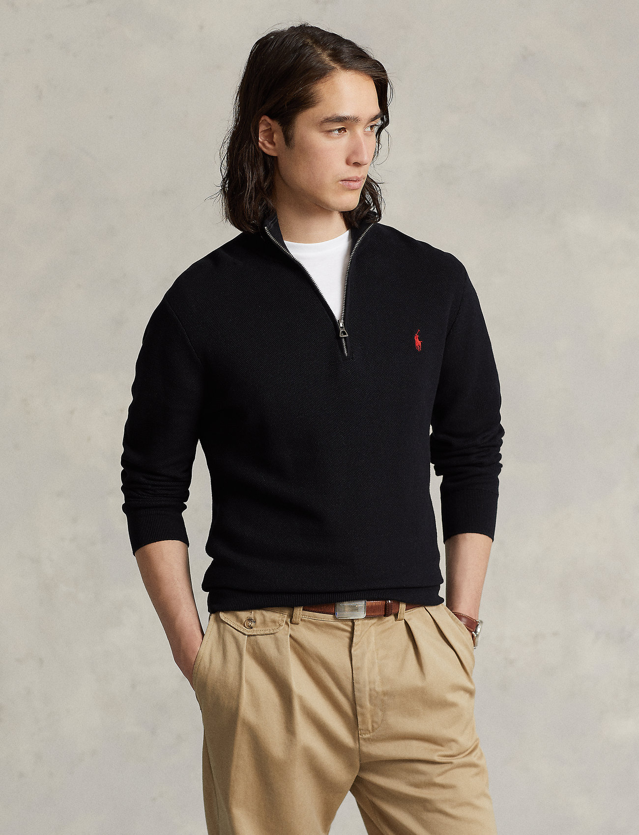 nuance Mobilisere sigte Polo Ralph Lauren Mesh-knit Cotton Quarter-zip Sweater - Half zip-trøjer -  Boozt.com