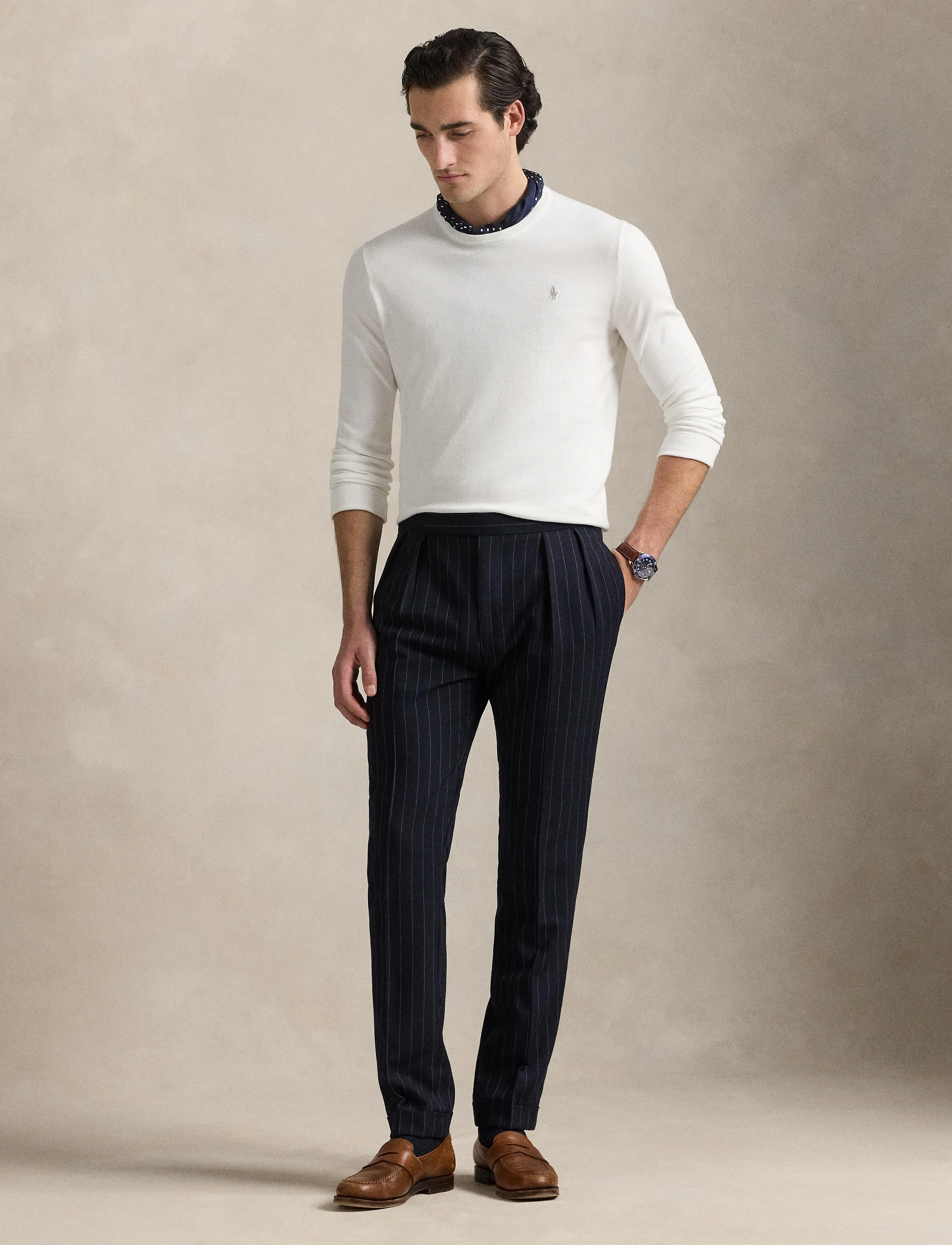 Polo Ralph Lauren - 32/3 COTTON-LSL-PLO - pulls col rond - deckwash white - 3