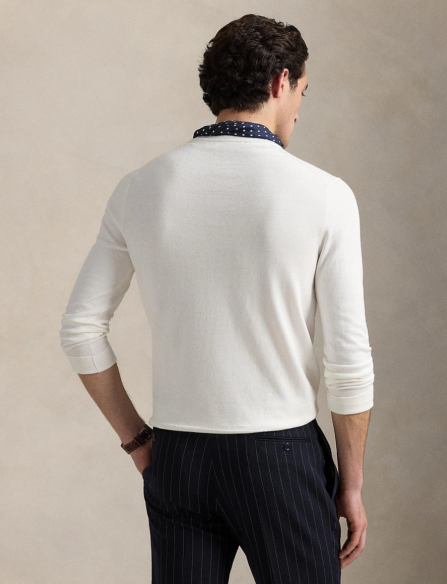 Polo Ralph Lauren - Slim Fit Textured Cotton Sweater - rundhalsad - deckwash white - 5