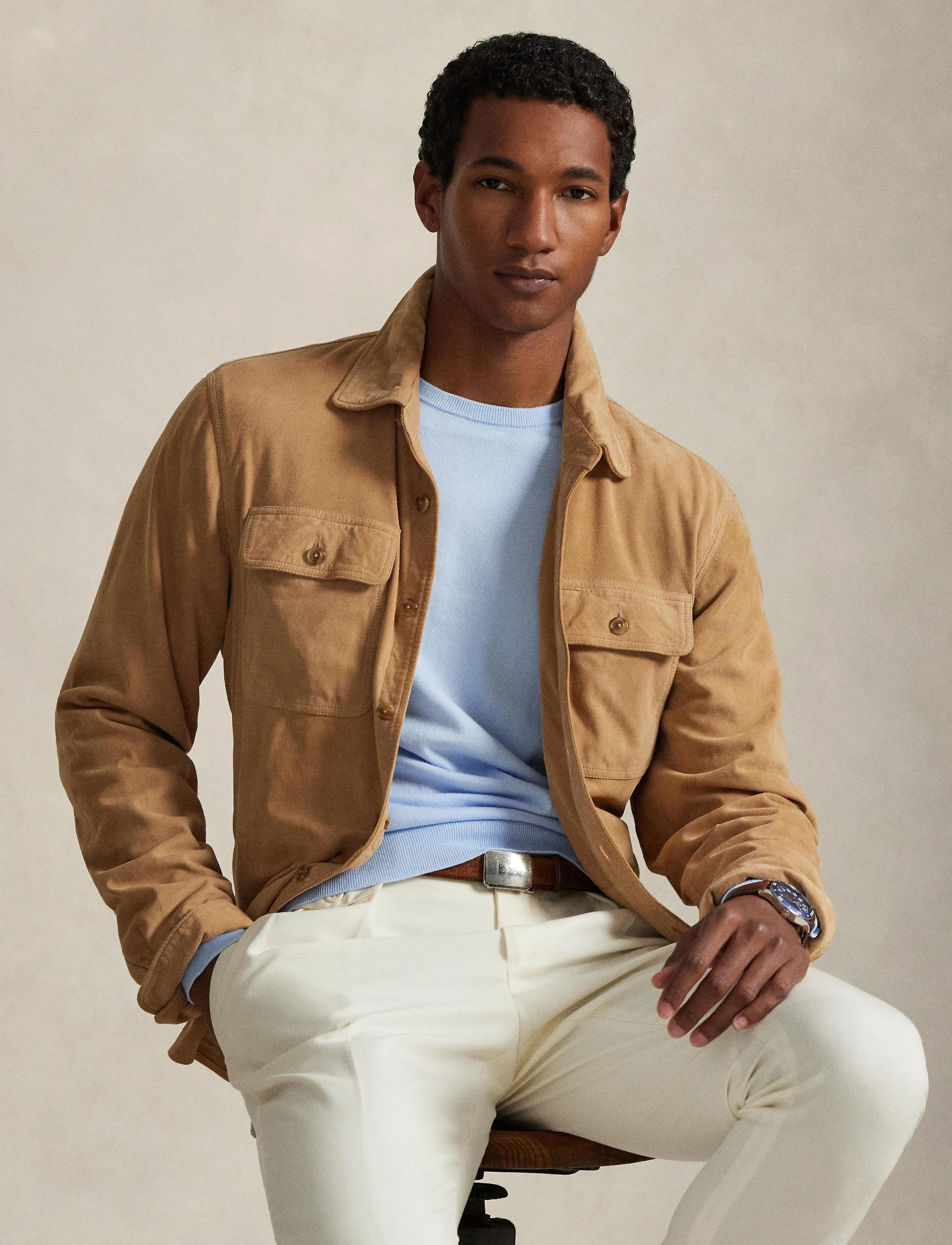 Polo Ralph Lauren - Slim Fit Textured Cotton Sweater - Ümara kaelusega - office blue - 5