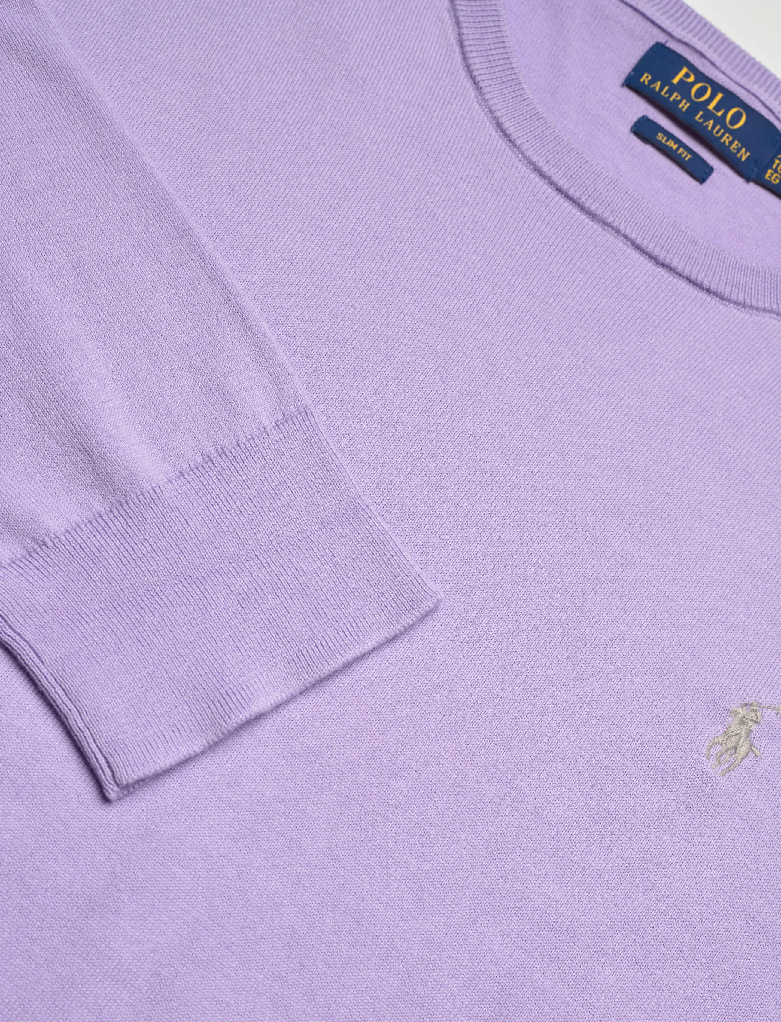 Polo Ralph Lauren - Slim Fit Textured Cotton Sweater - rundhals - powder purple - 4