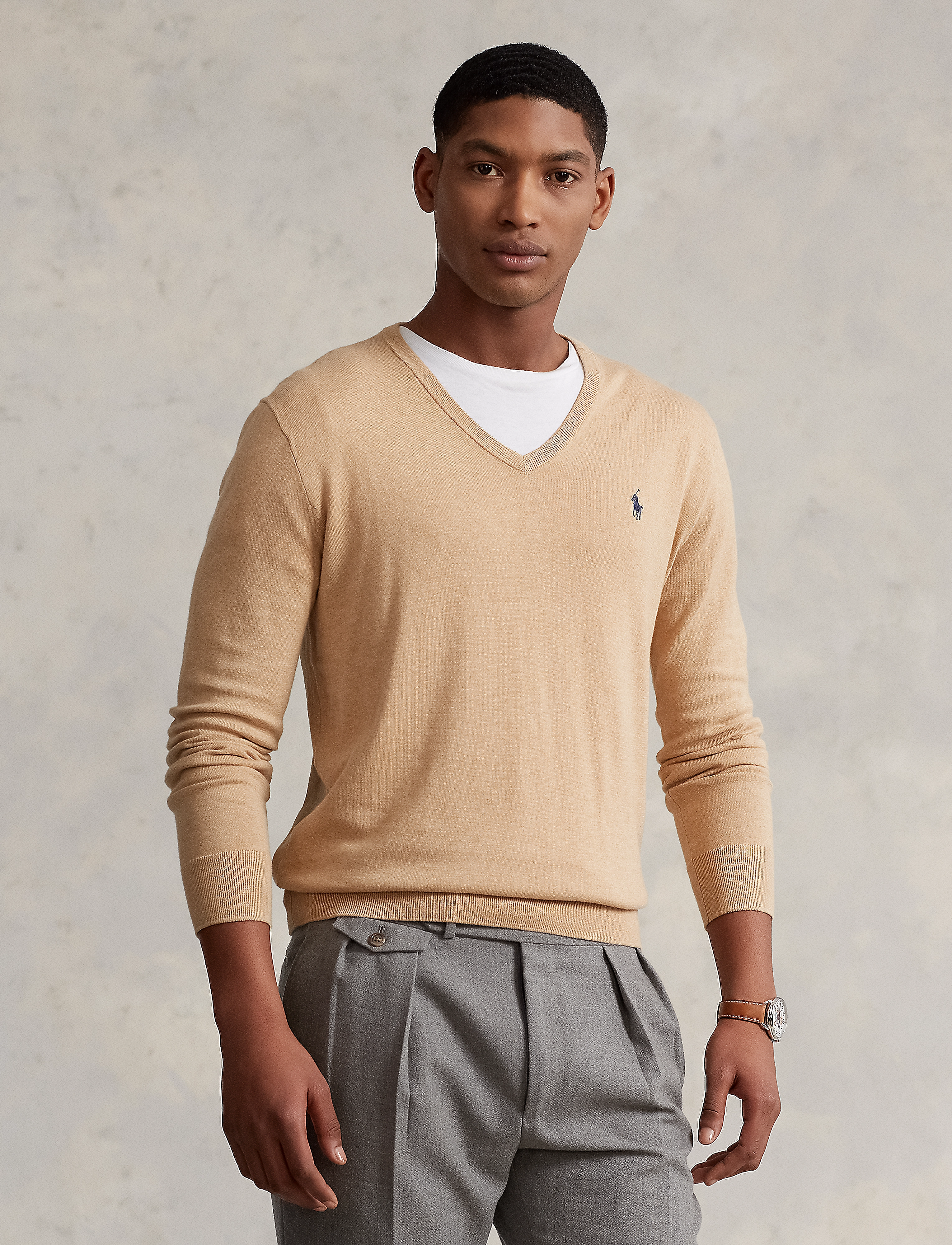 Polo Ralph Lauren - Slim Fit Textured Cotton Sweater - camel melange - 2