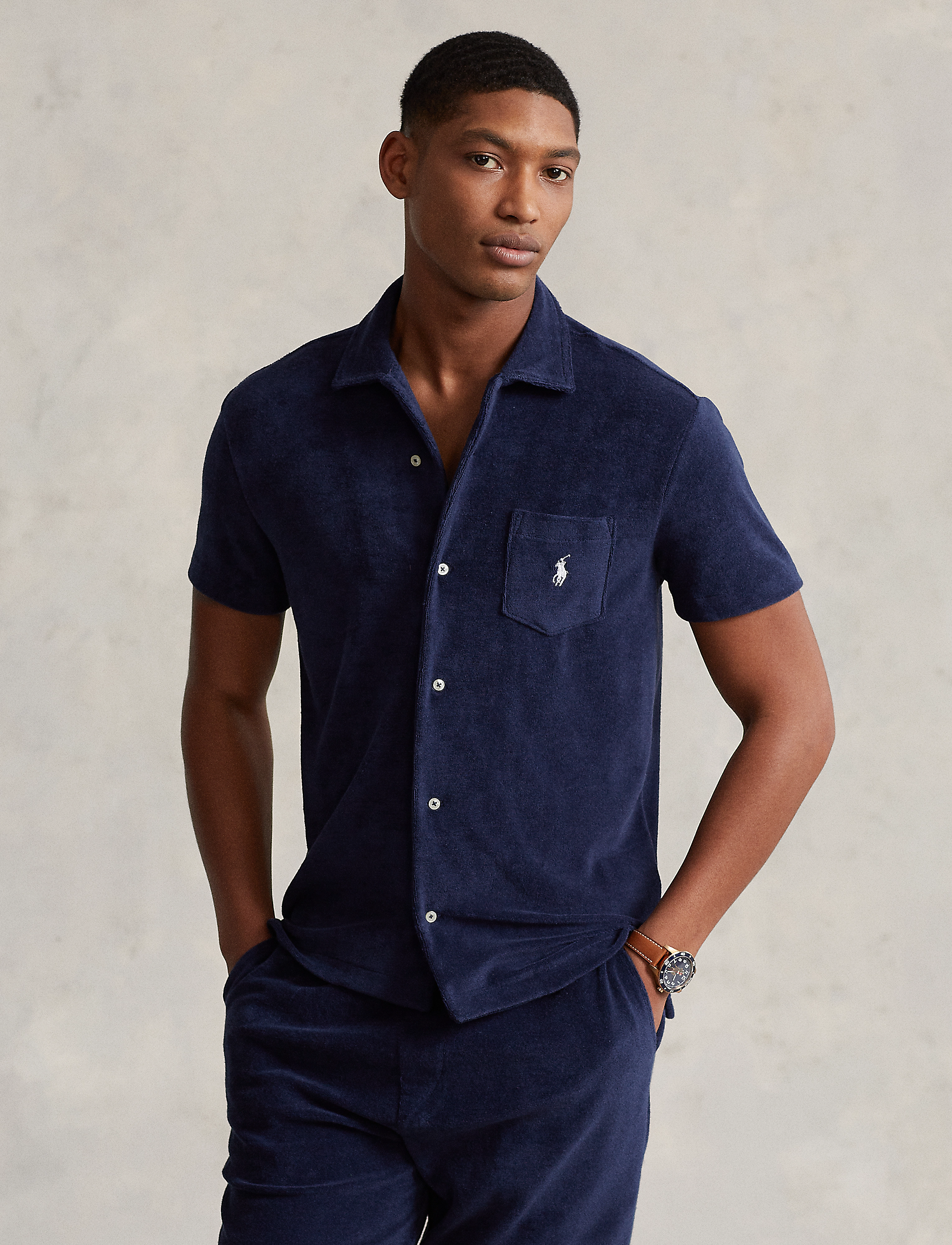 Polo Ralph Lauren Terry Camp Shirt - Skjorter - NEWPORT NAVY / navy