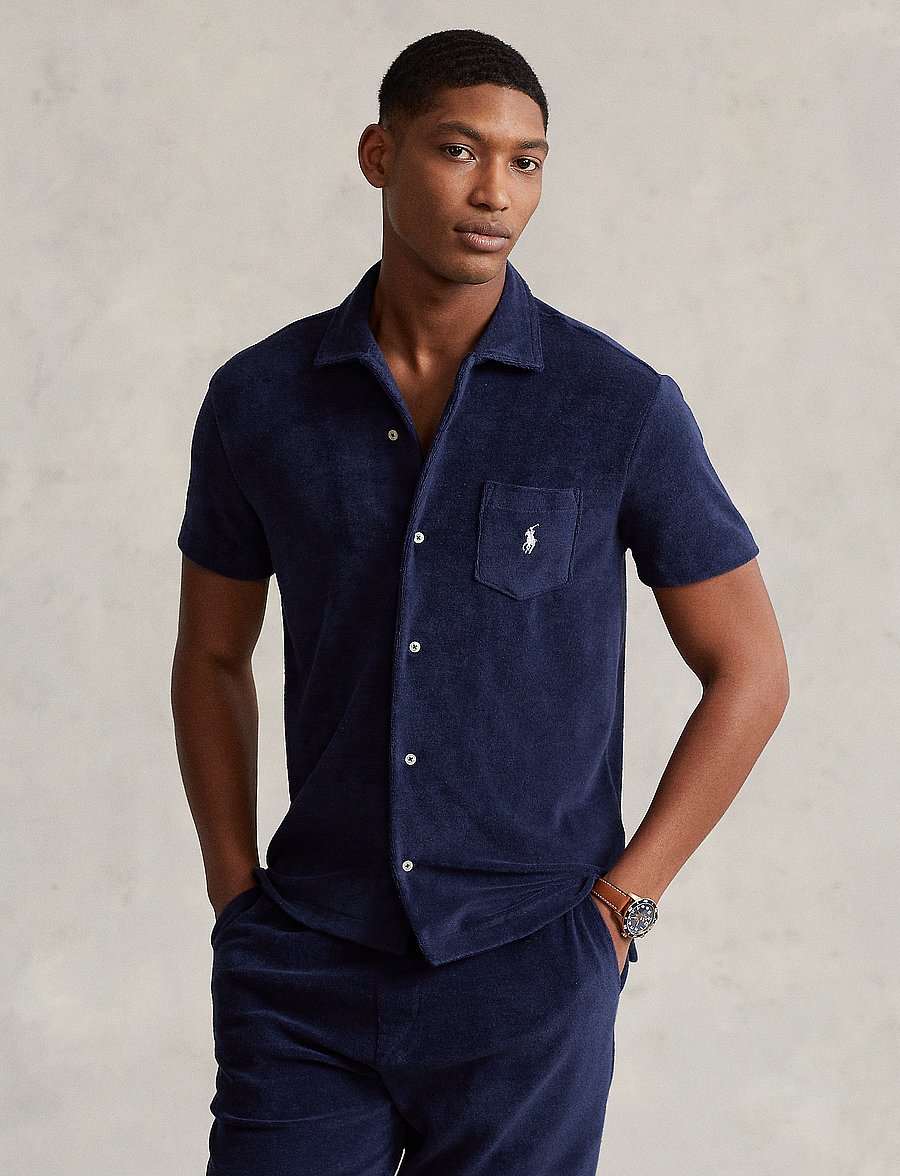 Polo Ralph Lauren - Terry Camp Shirt - kortærmede skjorter - newport navy - 0