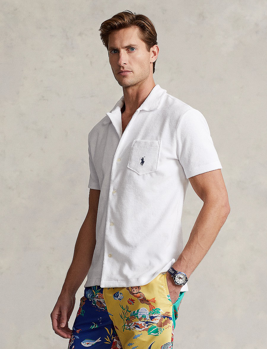 Polo Ralph Lauren - Terry Camp Shirt - kortærmede skjorter - white - 0