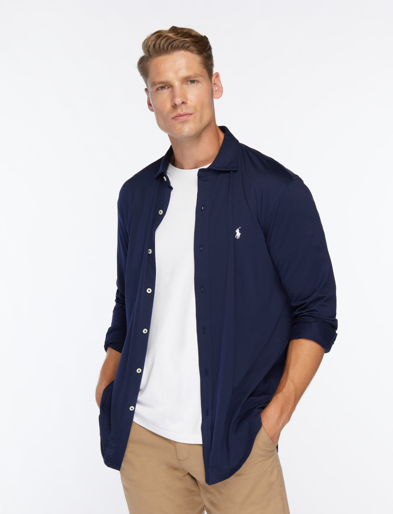 Polo Ralph Lauren - Jersey Spread-Collar Shirt - basic skjorter - cruise navy/c1730 - 0