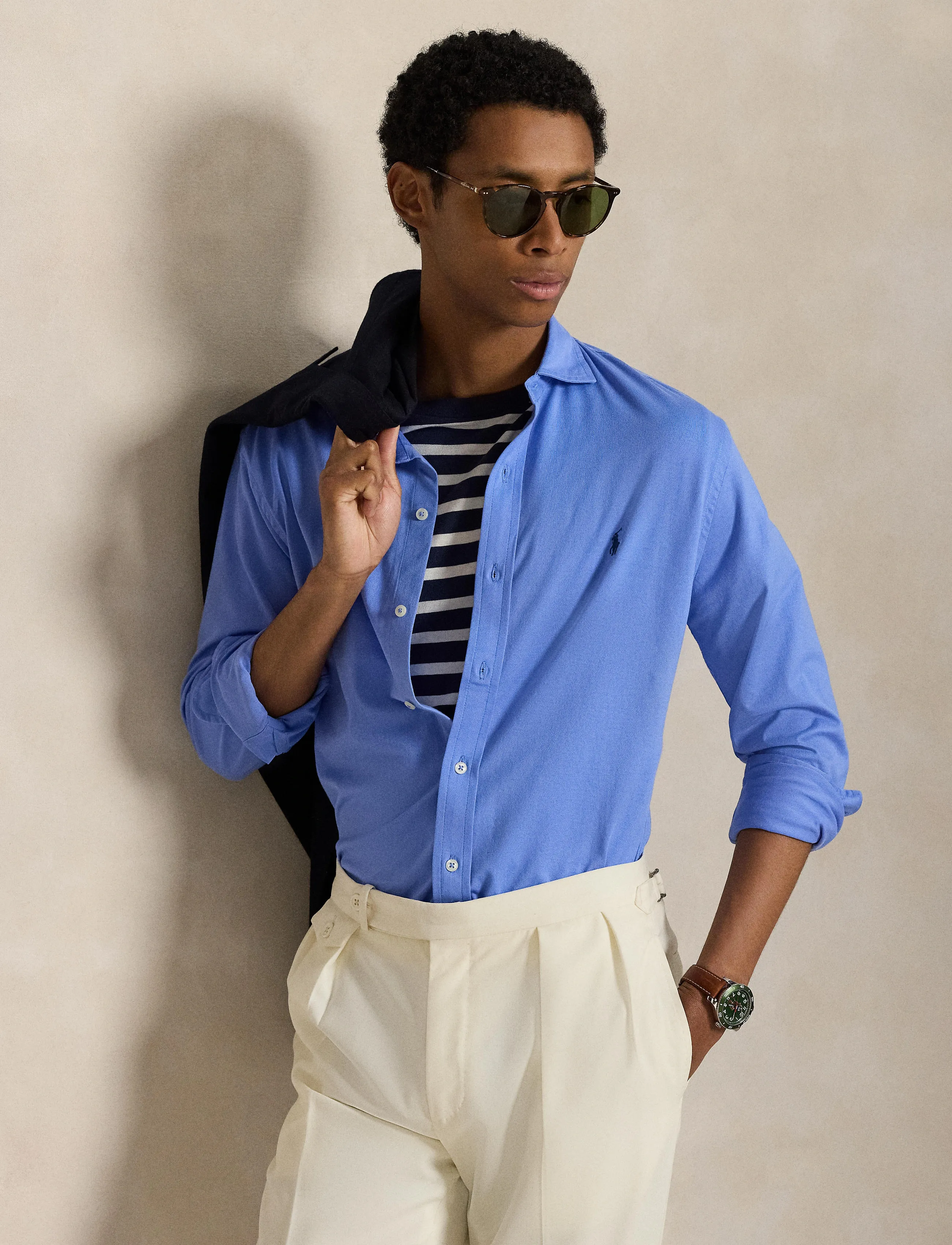Polo Ralph Lauren - Jersey Spread-Collar Shirt - chemises décontractées - harbor island blu - 3