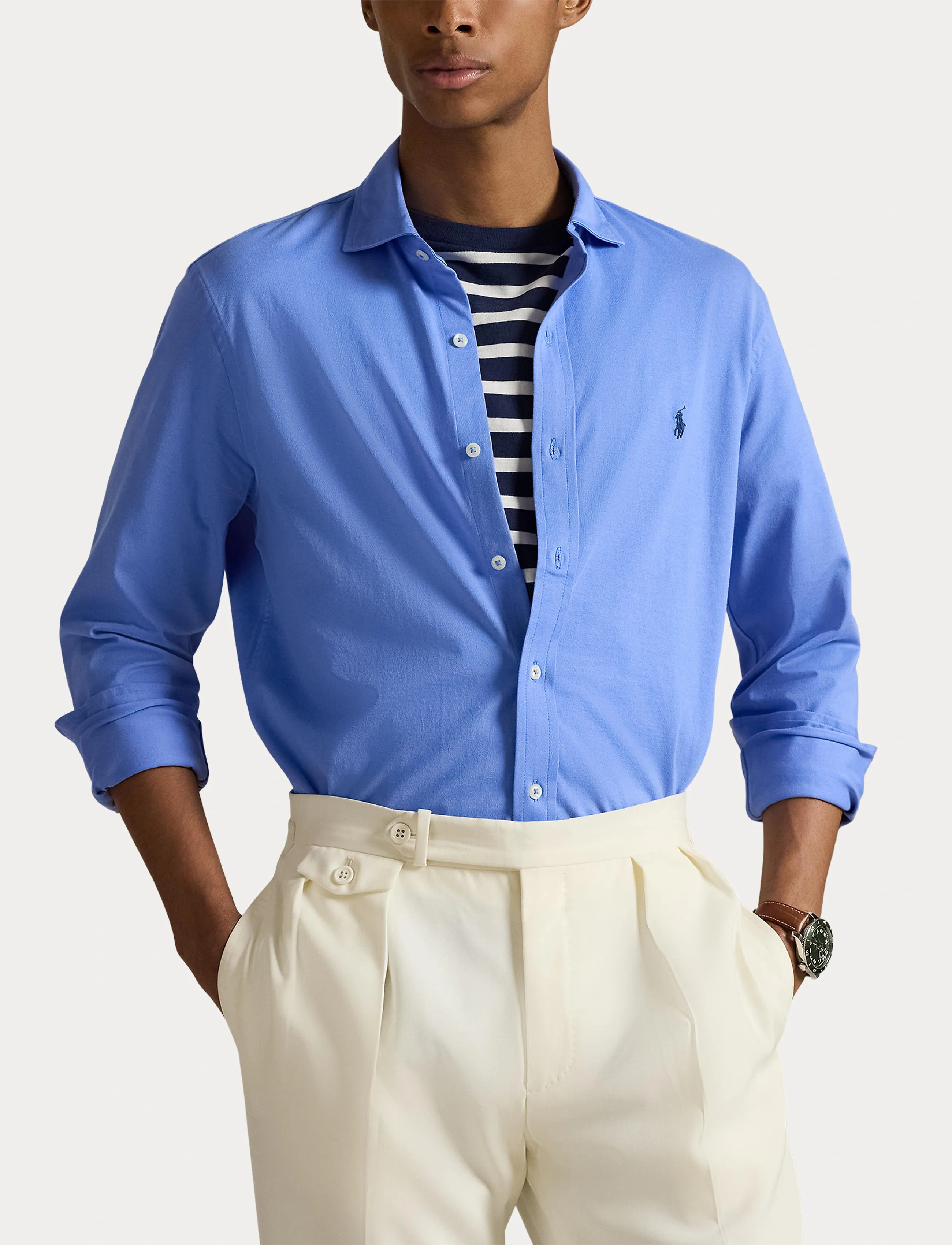 Polo Ralph Lauren - Jersey Spread-Collar Shirt - chemises décontractées - harbor island blu - 5