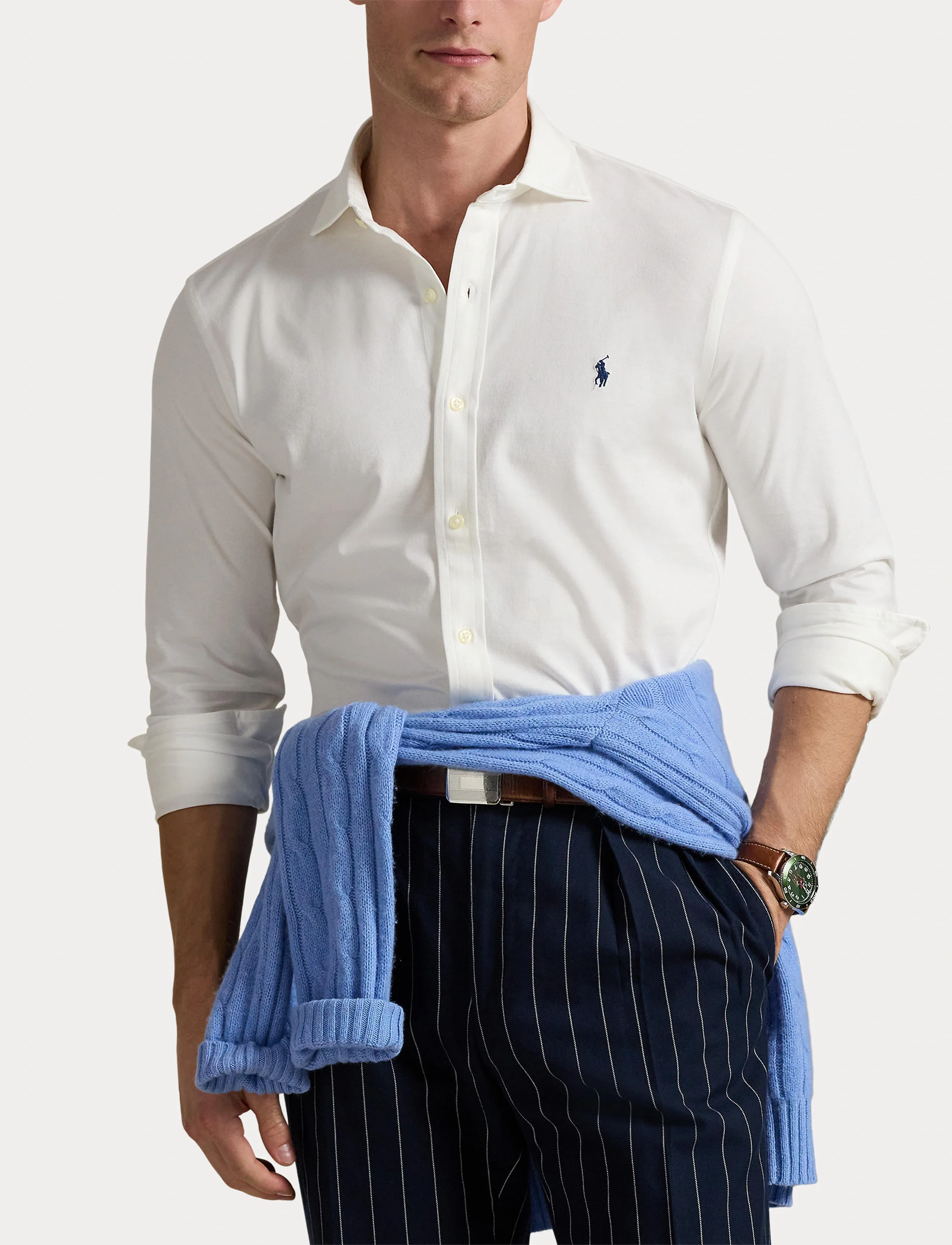 Polo Ralph Lauren - Jersey Spread-Collar Shirt - casual overhemden - white/c7998 - 5
