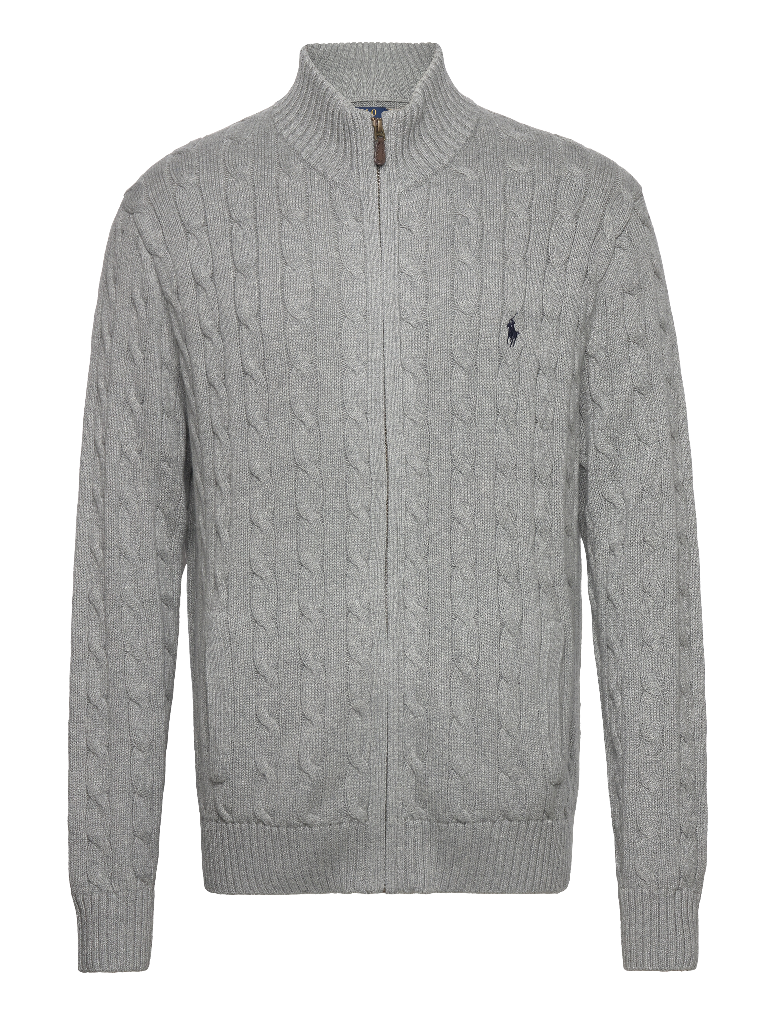Polo Ralph Lauren - Cable-Knit Cotton Full-Zip Sweater - fawn grey heather - 1