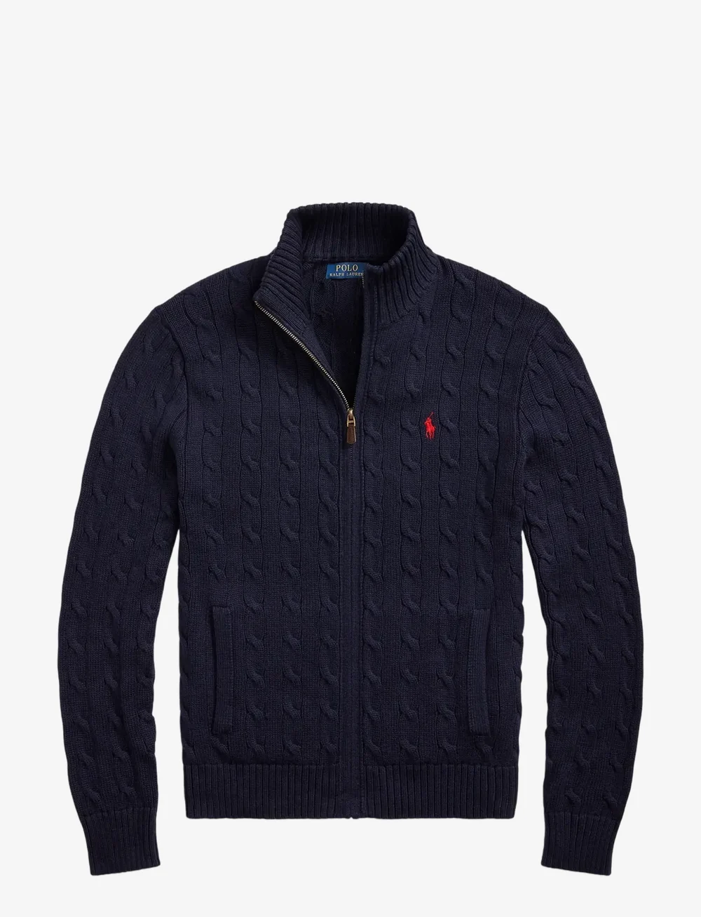 Polo Ralph Lauren - Cable-Knit Cotton Full-Zip Sweater - fullzip strik - hunter navy - 1
