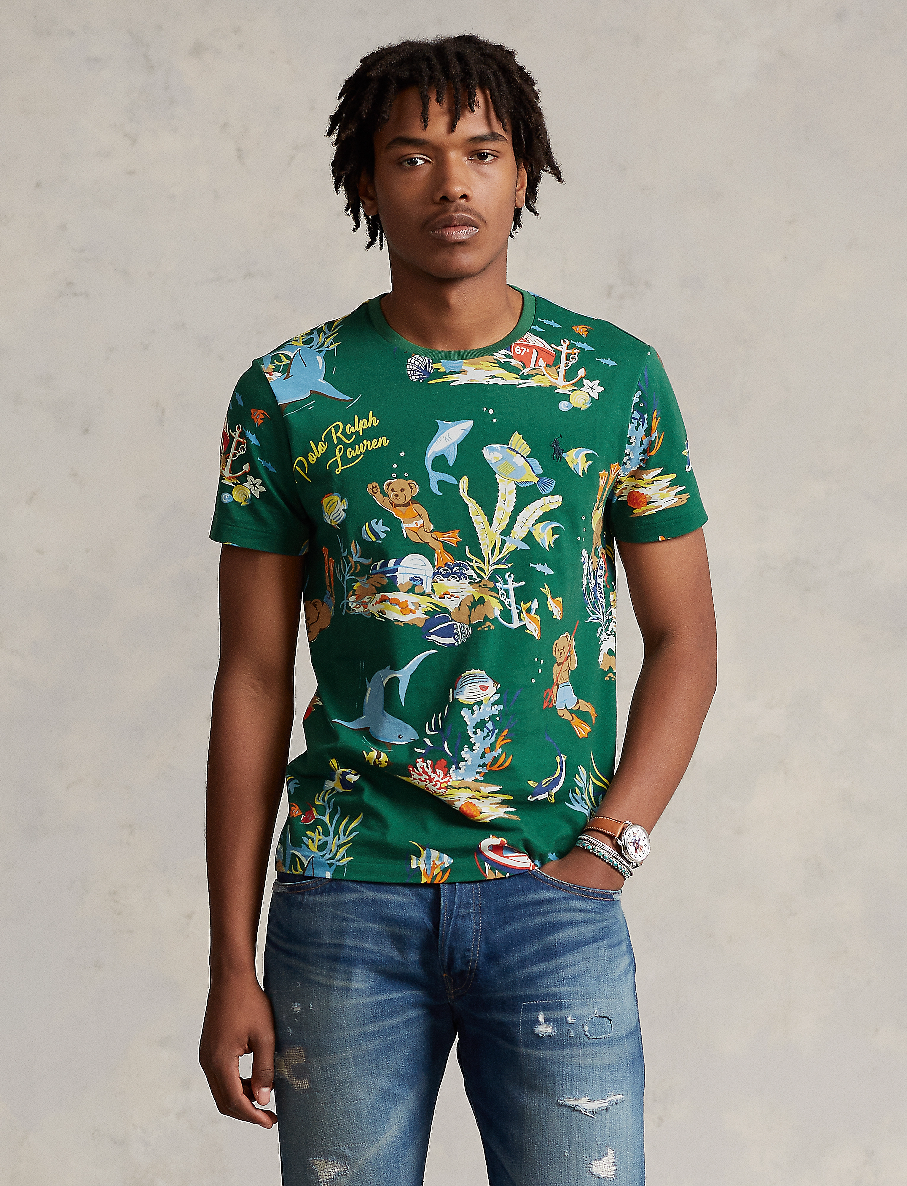 Polo Ralph Lauren - Custom Slim Fit Polo Bear Jersey T-Shirt - leagues blw brwai - 2