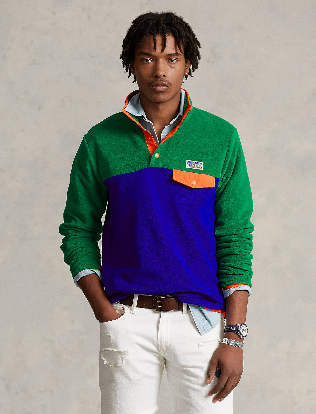 Polo Ralph Lauren Color blocked Brushed Fleece Pullover Vestes couche interm diaire Boozt