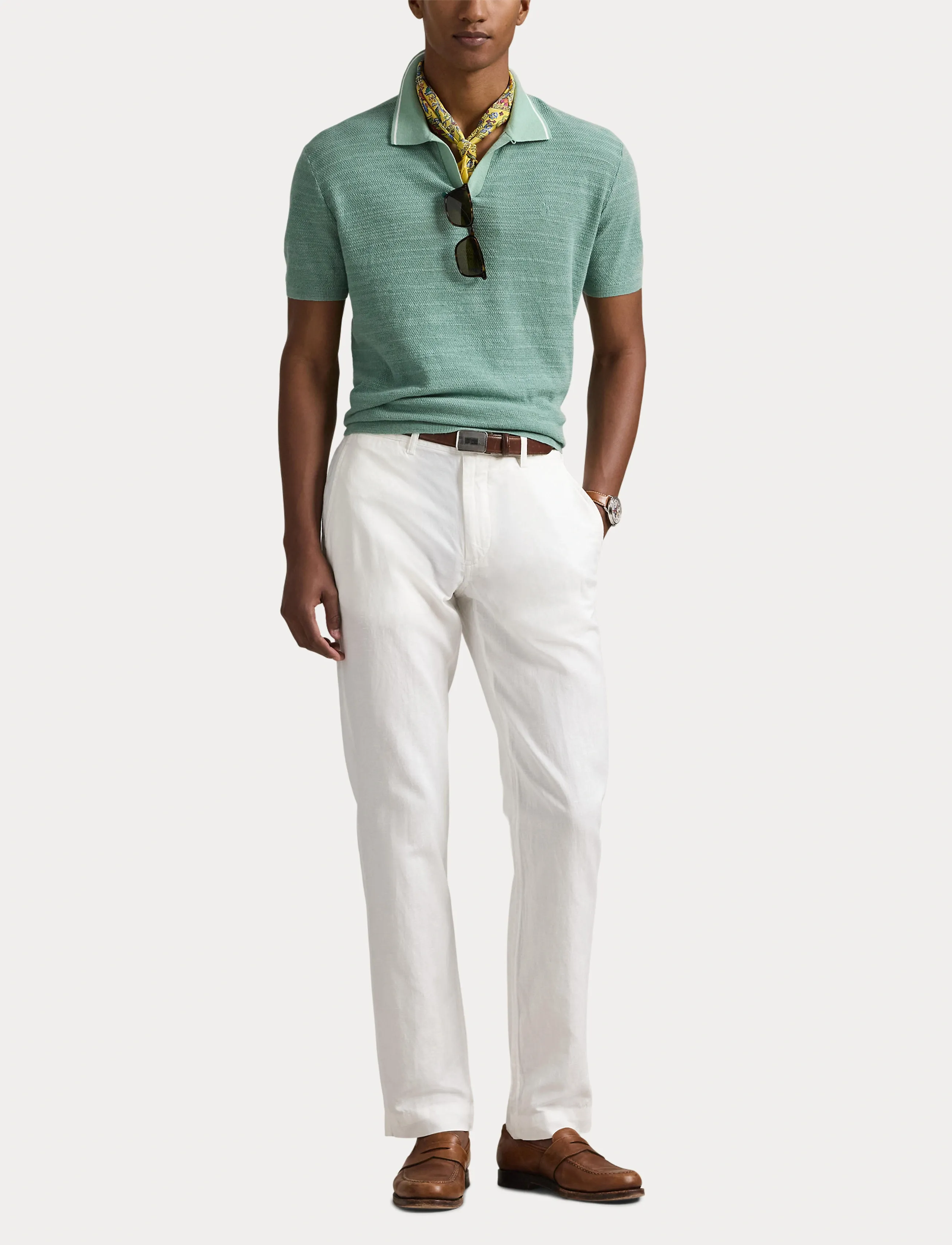 Polo Ralph Lauren - Straight Fit Linen-Cotton Pant - deckwash white - 4