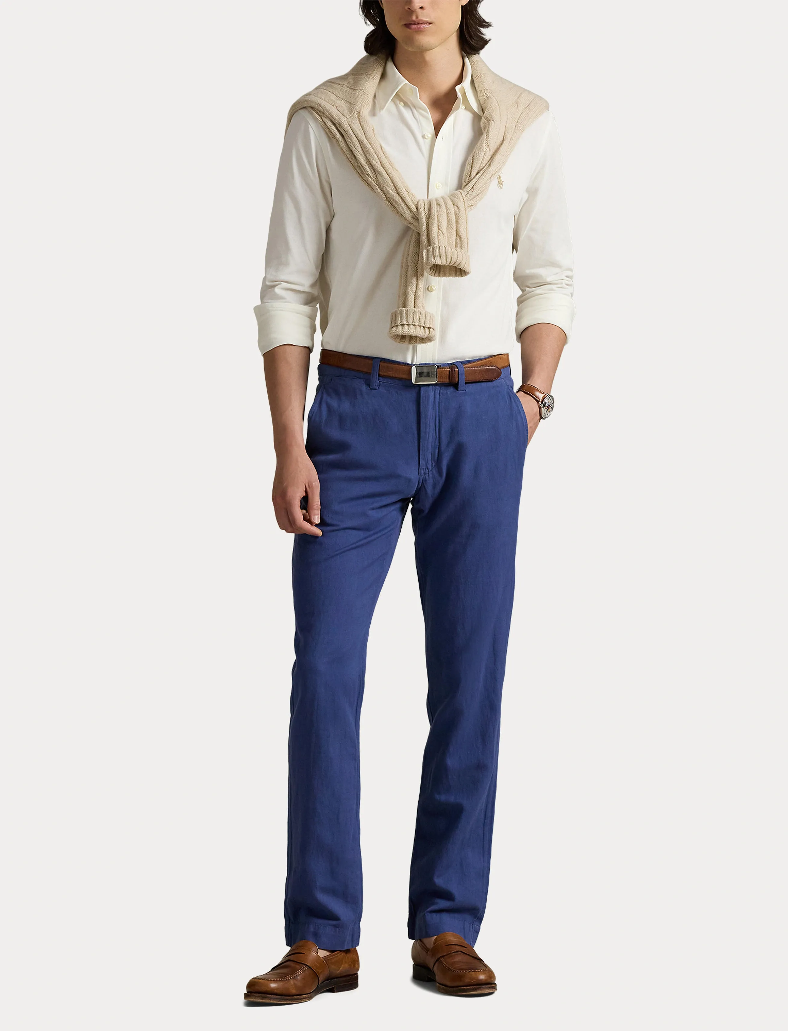 Polo Ralph Lauren - Straight Fit Linen-Cotton Pant - linbukser - old royal - 4