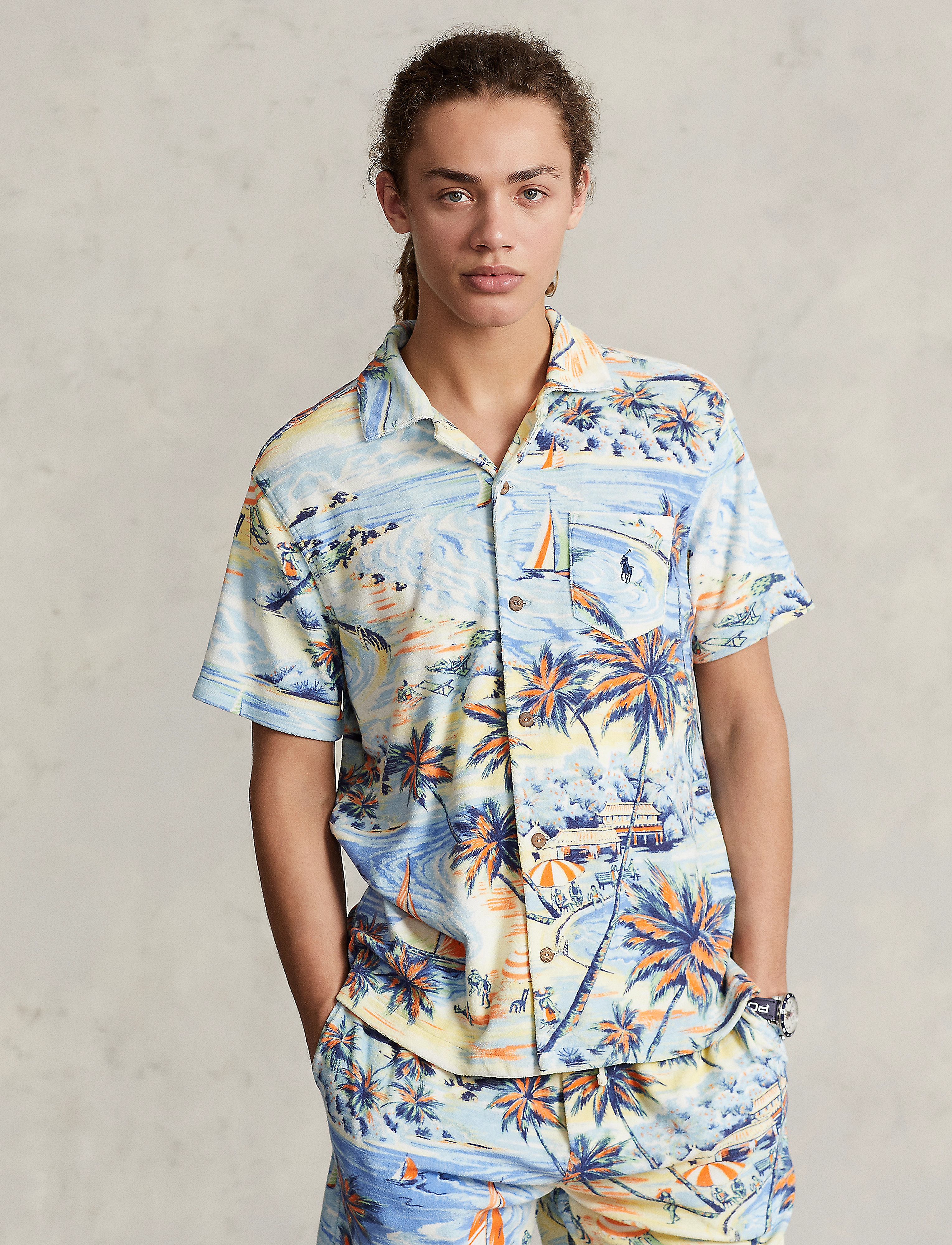 Polo Ralph Lauren - Custom Slim Tropical-Print Terry Shirt - hawaiian beach ba - 2