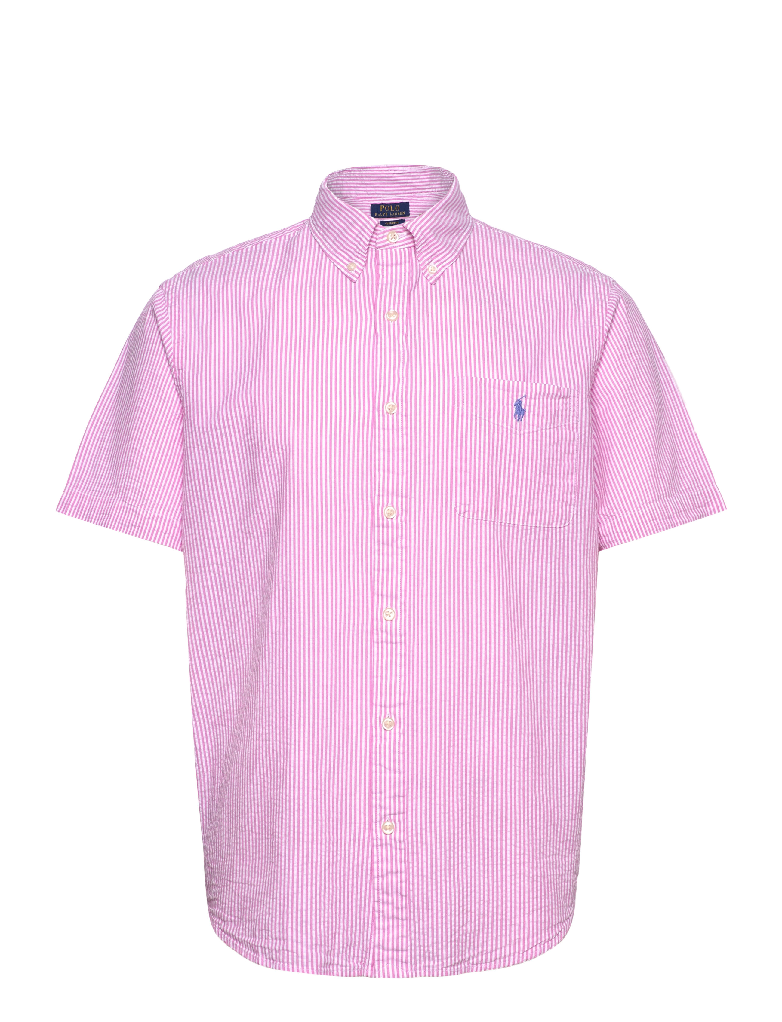 Polo Ralph Lauren Custom Fit Seersucker Shirt, S, Pink, Skjorter > Kortærmede Shirts, Herre