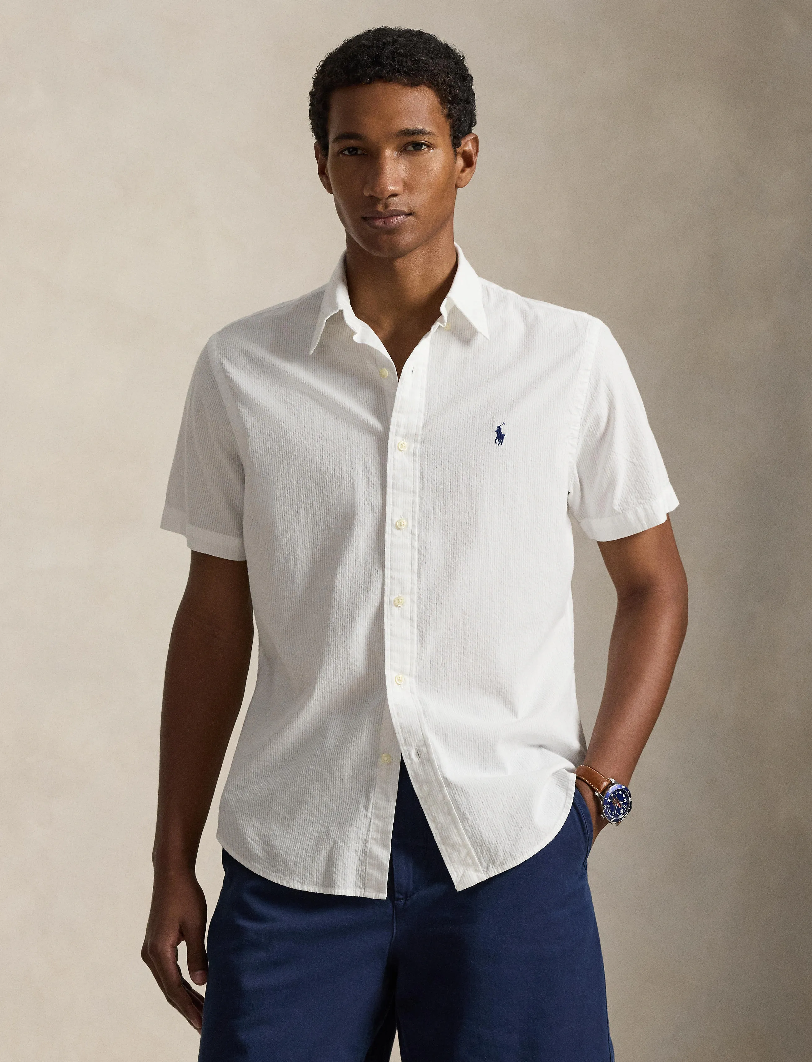 Polo Ralph Lauren Custom Fit Seersucker Shirt - Campaign - WHITE / white