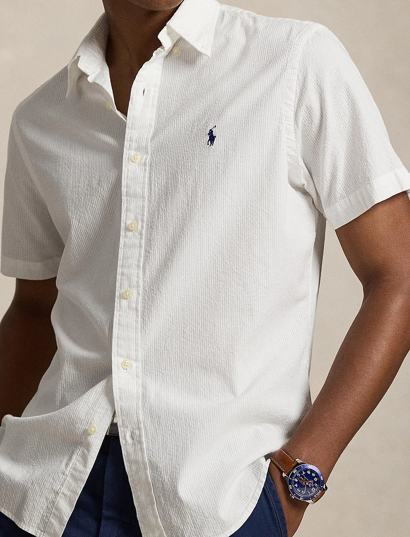 Polo Ralph Lauren - Custom Fit Seersucker Shirt - kortärmade skjortor - white - 4