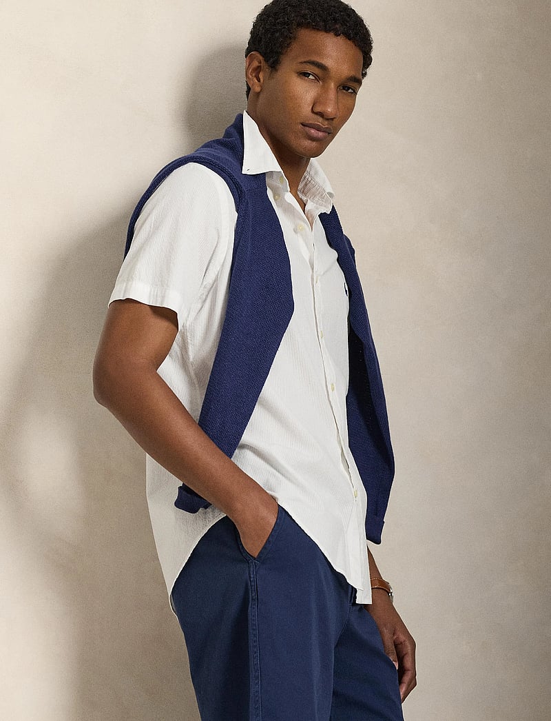 Polo Ralph Lauren - Custom Fit Seersucker Shirt - kortärmade skjortor - white - 5