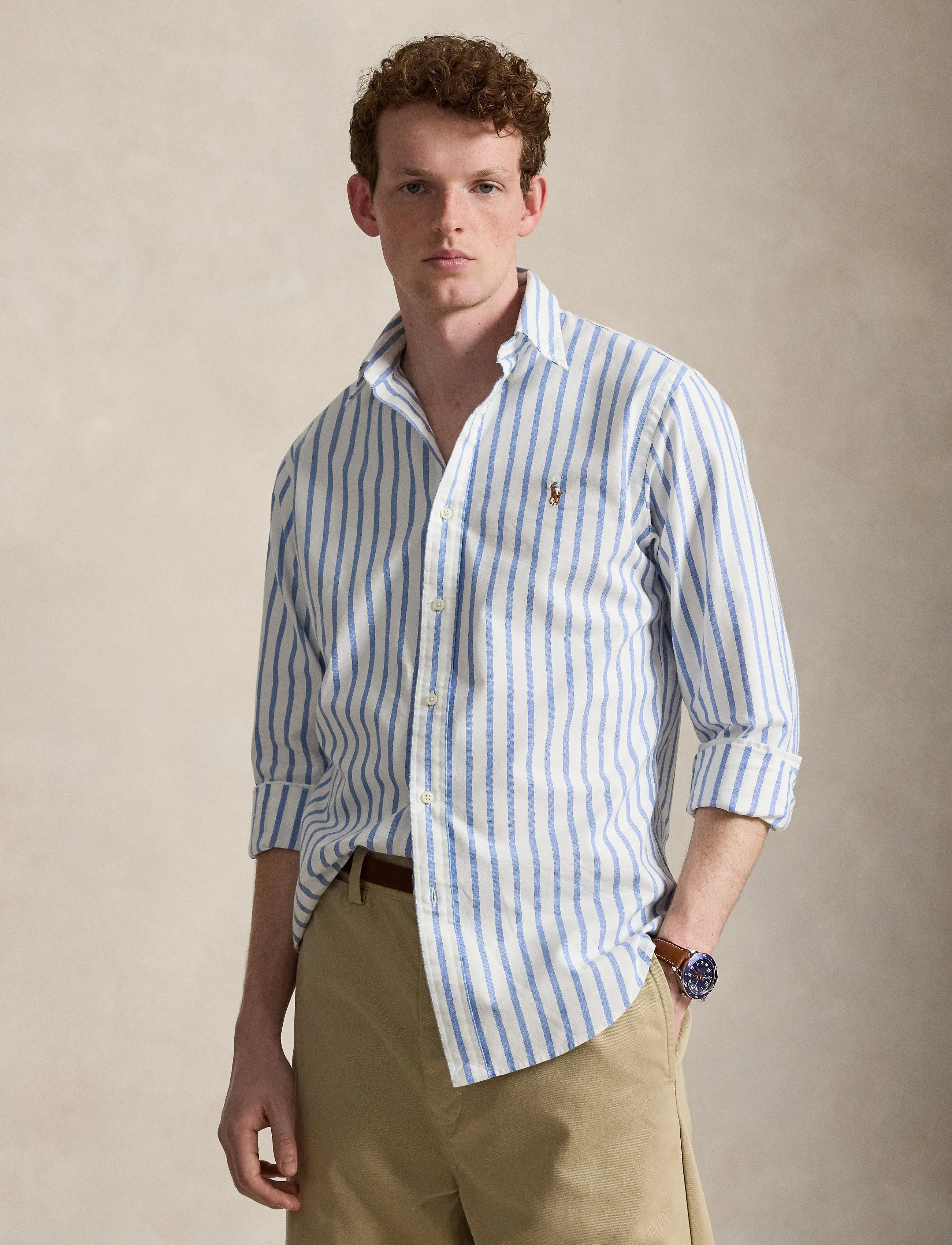 Polo Ralph Lauren Custom Fit Striped Oxford Shirt - Aanbiedingen - 5149A BLUE/WHITE / blue