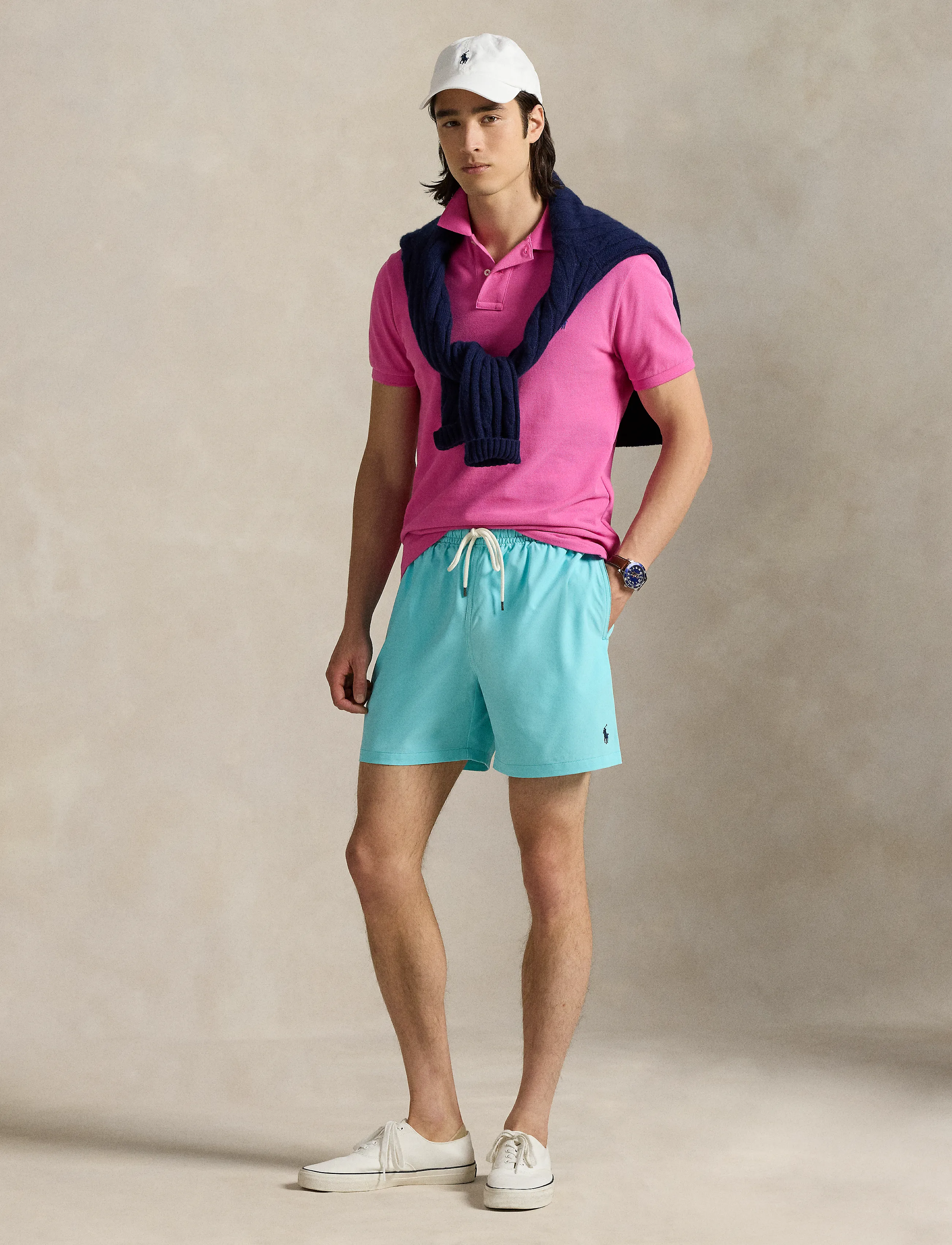 Polo Ralph Lauren 5.75-Inch Traveler Classic Swim Trunk, L, Blue, Badetøj > Shorts, Herre
