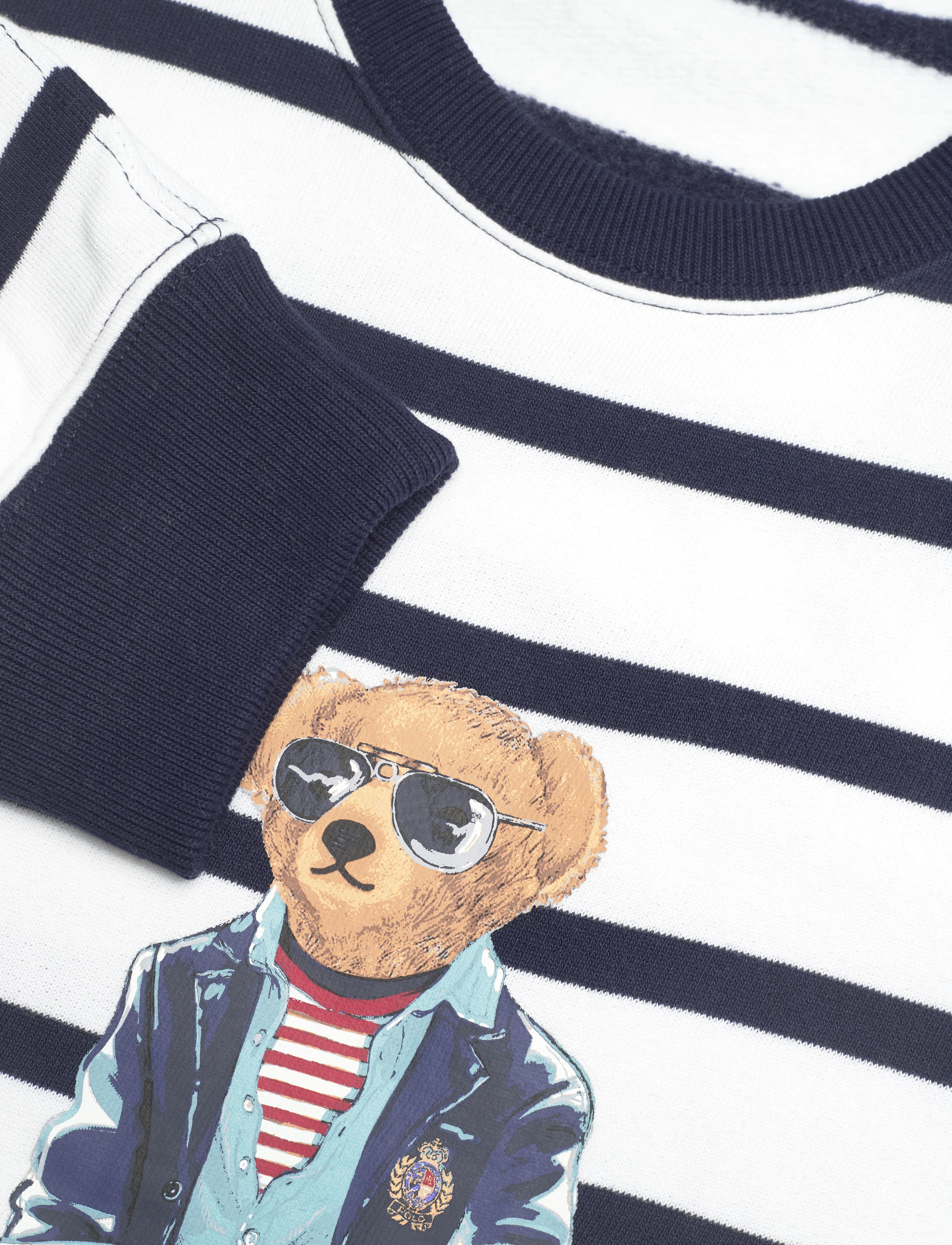 Polo Ralph Lauren - Polo Bear Striped Fleece Sweatshirt - pf23 wht/cruse nv - 3