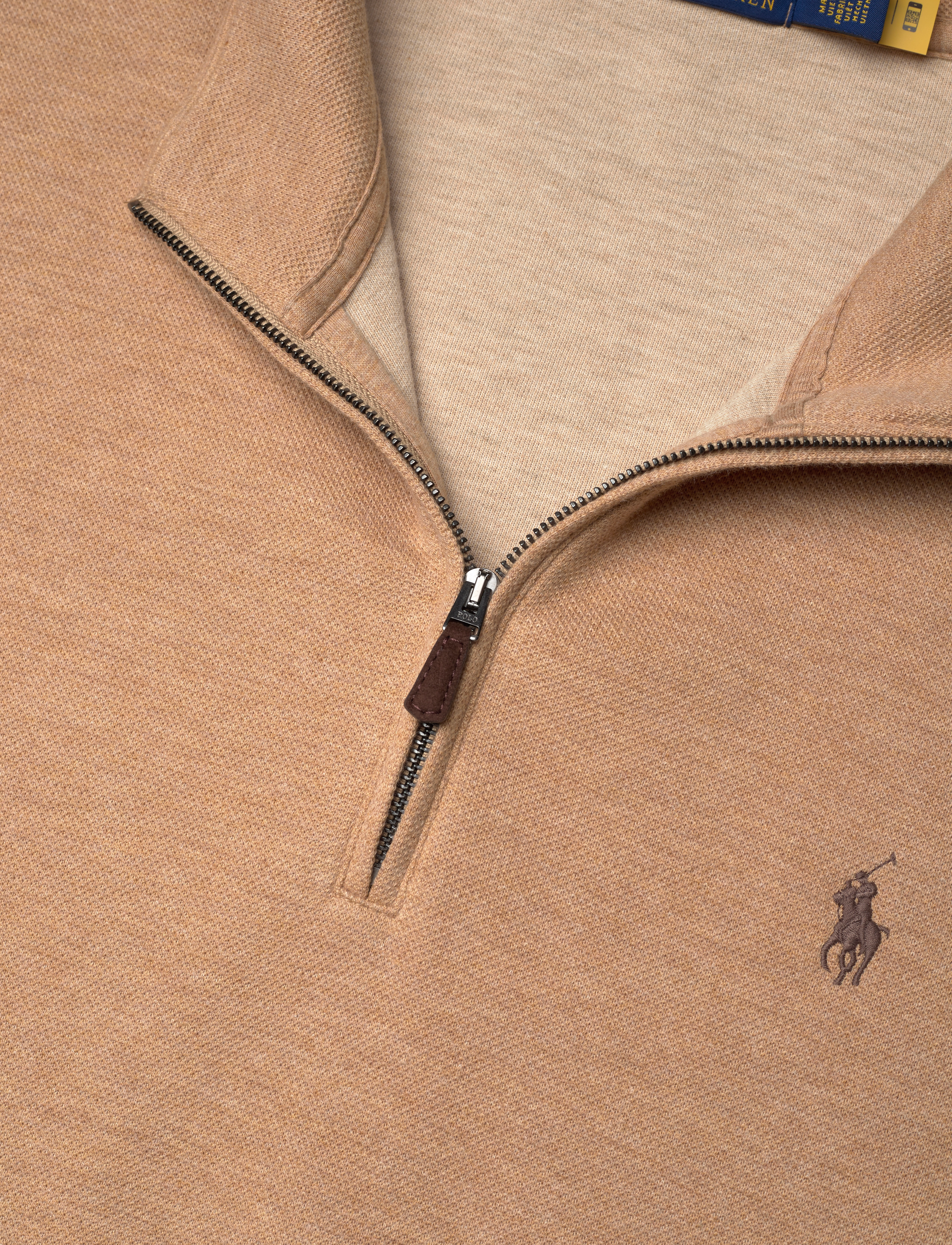 Polo Ralph Lauren - Double-Knit Mesh Quarter-Zip Pullover - classic camel hea - 3