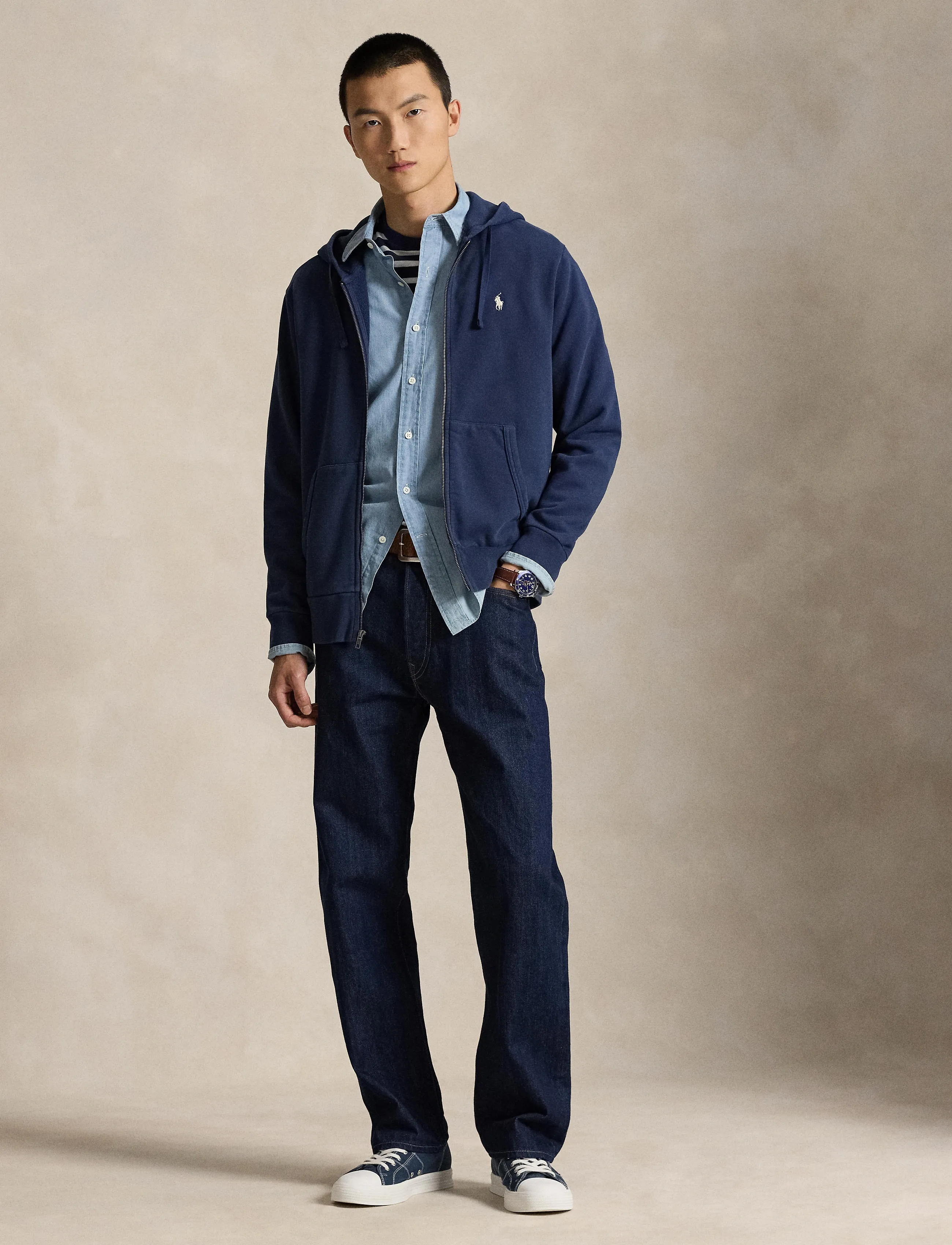 Polo Ralph Lauren Loopback Fleece Full-Zip Hoodie, S, Navy, Sweatshirts & Hættetrøjer > Hættetrøjer, Herre