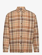 Big Fit Plaid Brushed Flannel Shirt - 6094 KHAKI/BROWN