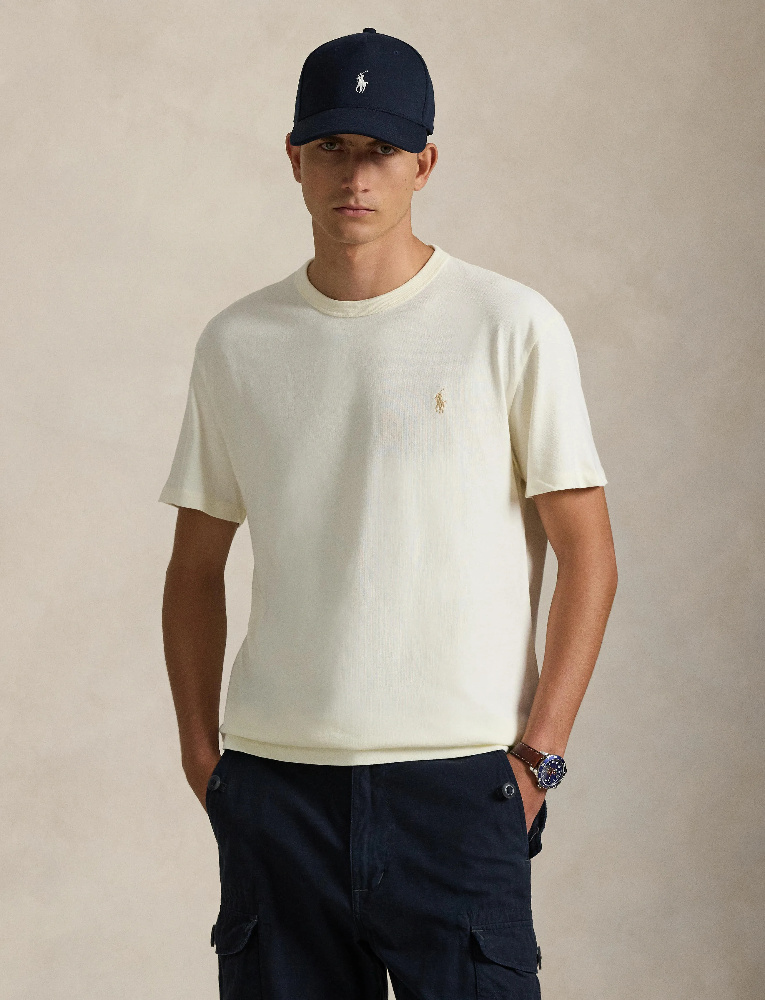 Polo Ralph Lauren - Classic Fit Jersey Crewneck T-Shirt - stutterma bolir - clubhouse cream - 3