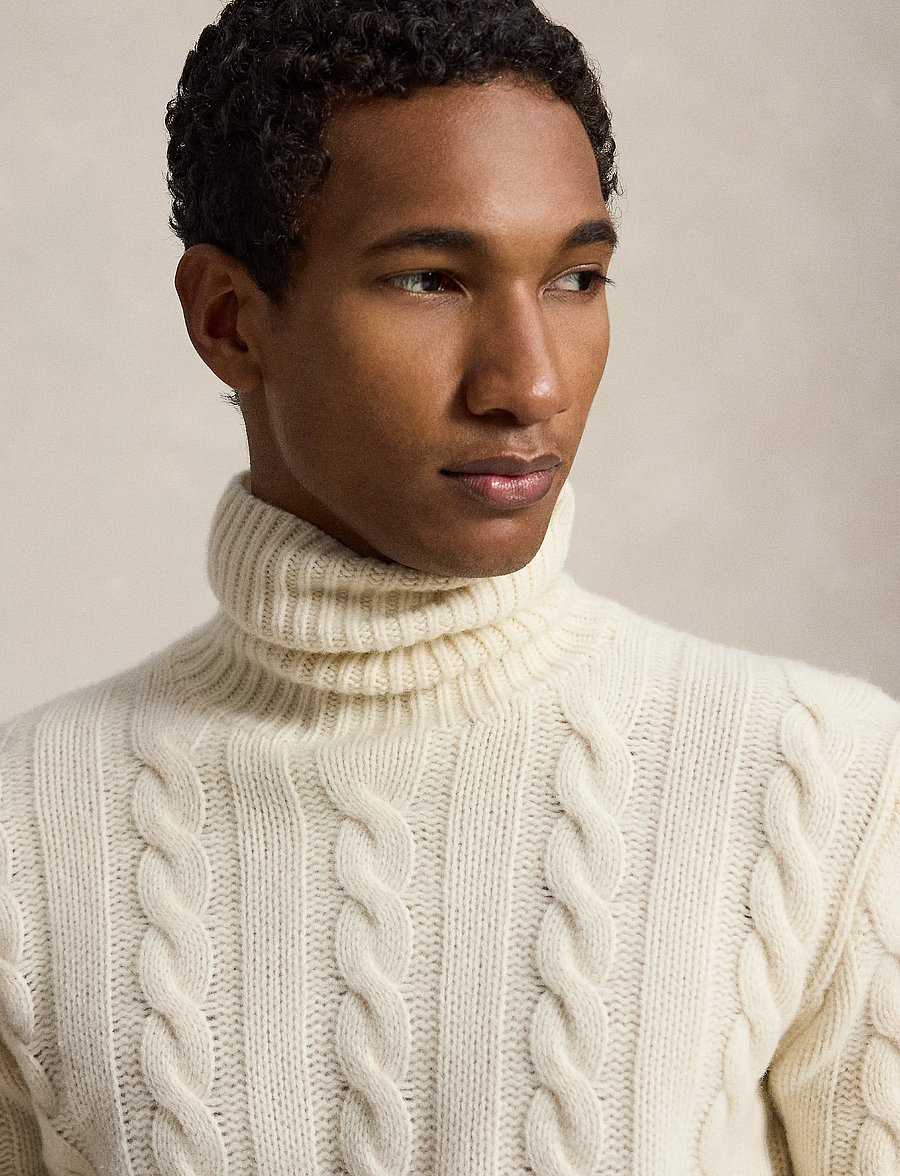 Polo Ralph Lauren - Cable-Knit Wool-Cashmere Sweater - turtlenecks - andover cream - 5