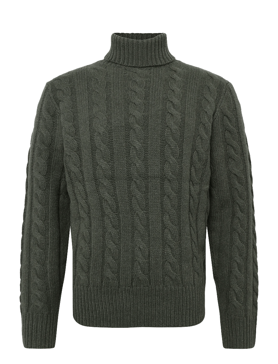 Polo Ralph Lauren - Cable-Knit Wool-Cashmere Sweater - rollkragen - olive shrub heath - 1