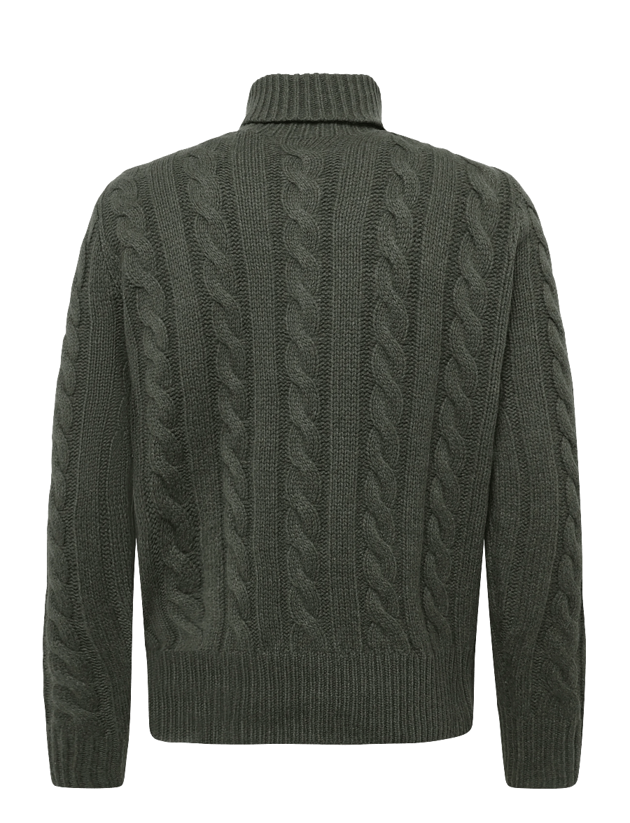 Polo Ralph Lauren - Cable-Knit Wool-Cashmere Sweater - rollkragen - olive shrub heath - 2