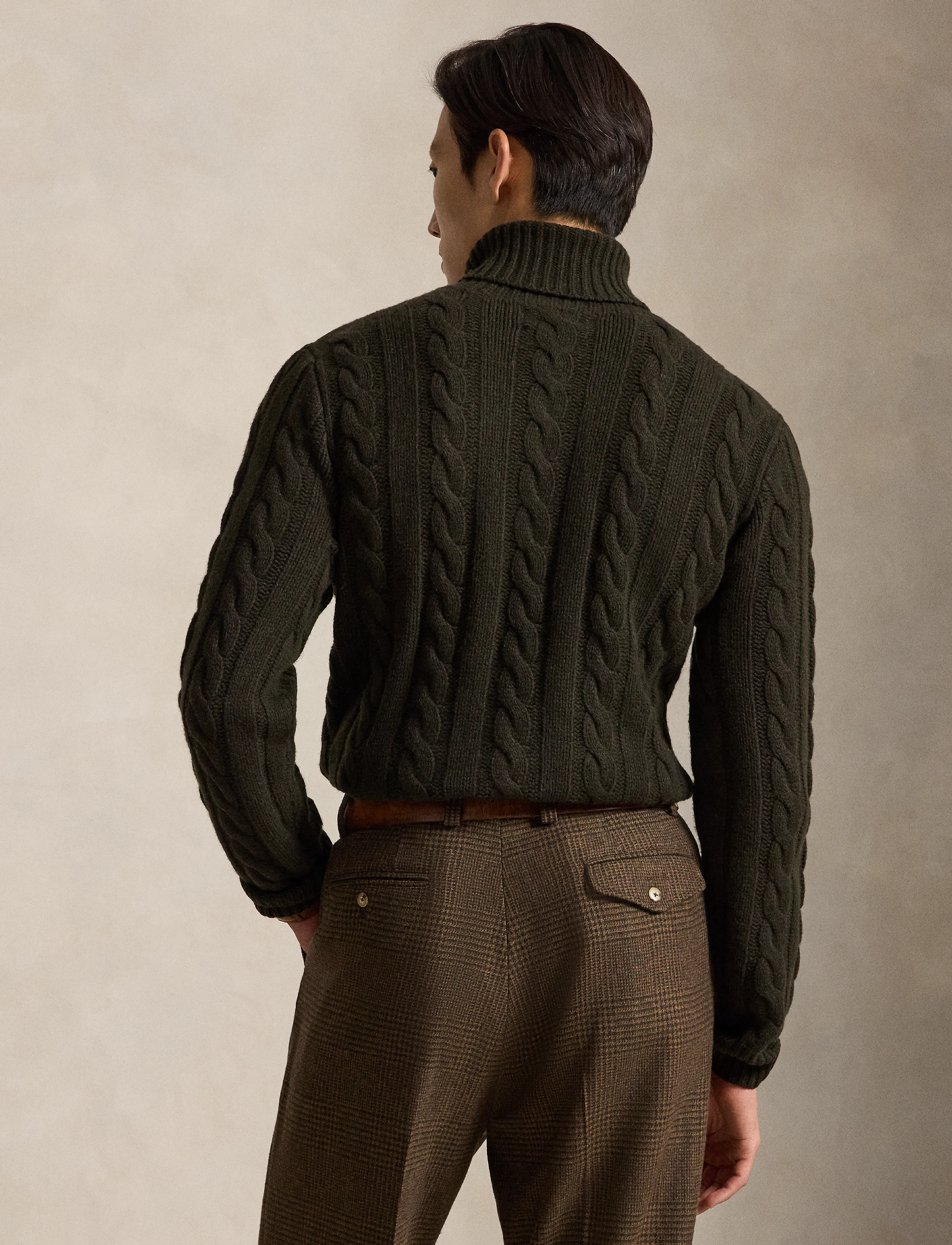 Polo Ralph Lauren - Cable-Knit Wool-Cashmere Sweater - rollkragen - olive shrub heath - 3