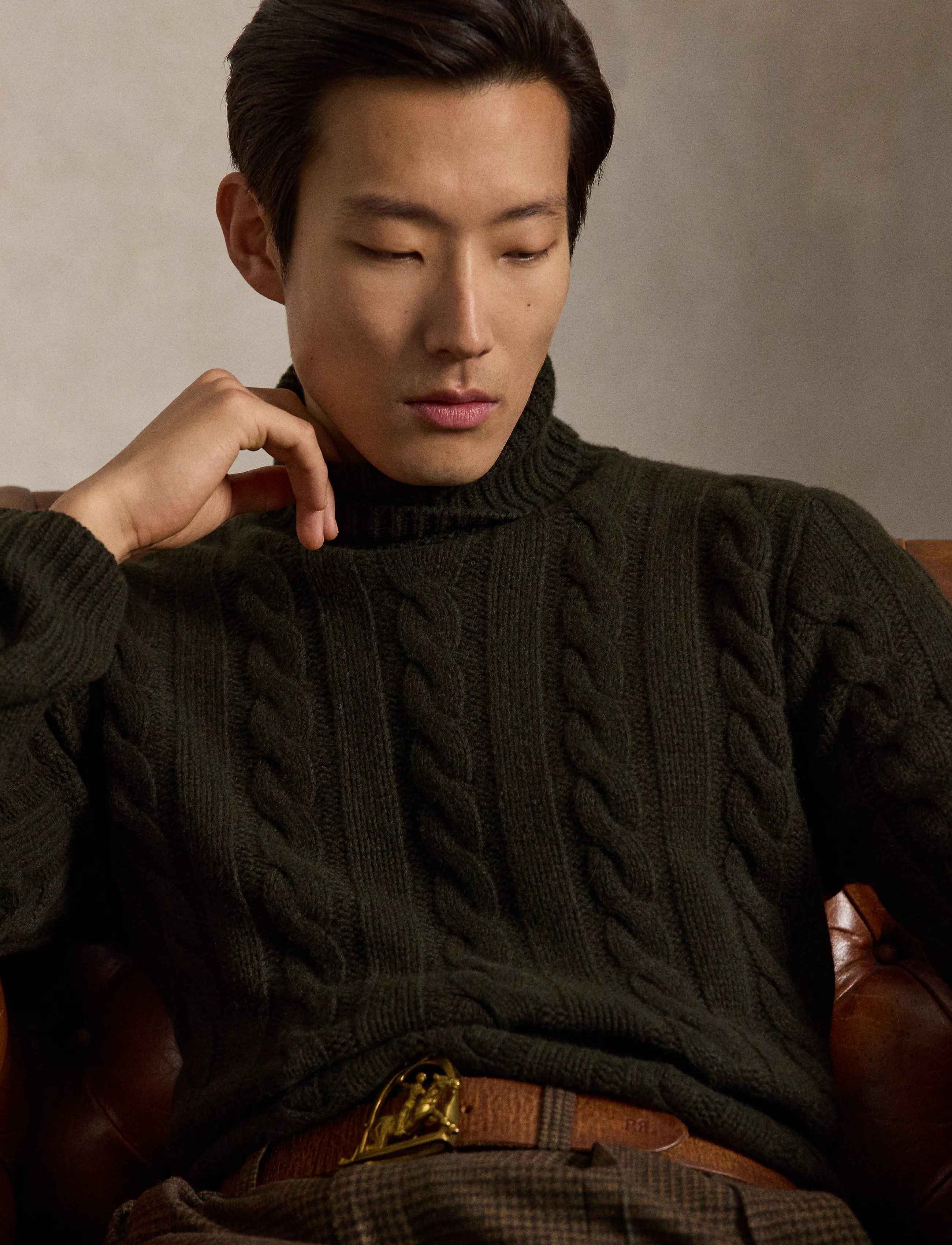 Polo Ralph Lauren - Cable-Knit Wool-Cashmere Sweater - rollkragen - olive shrub heath - 4