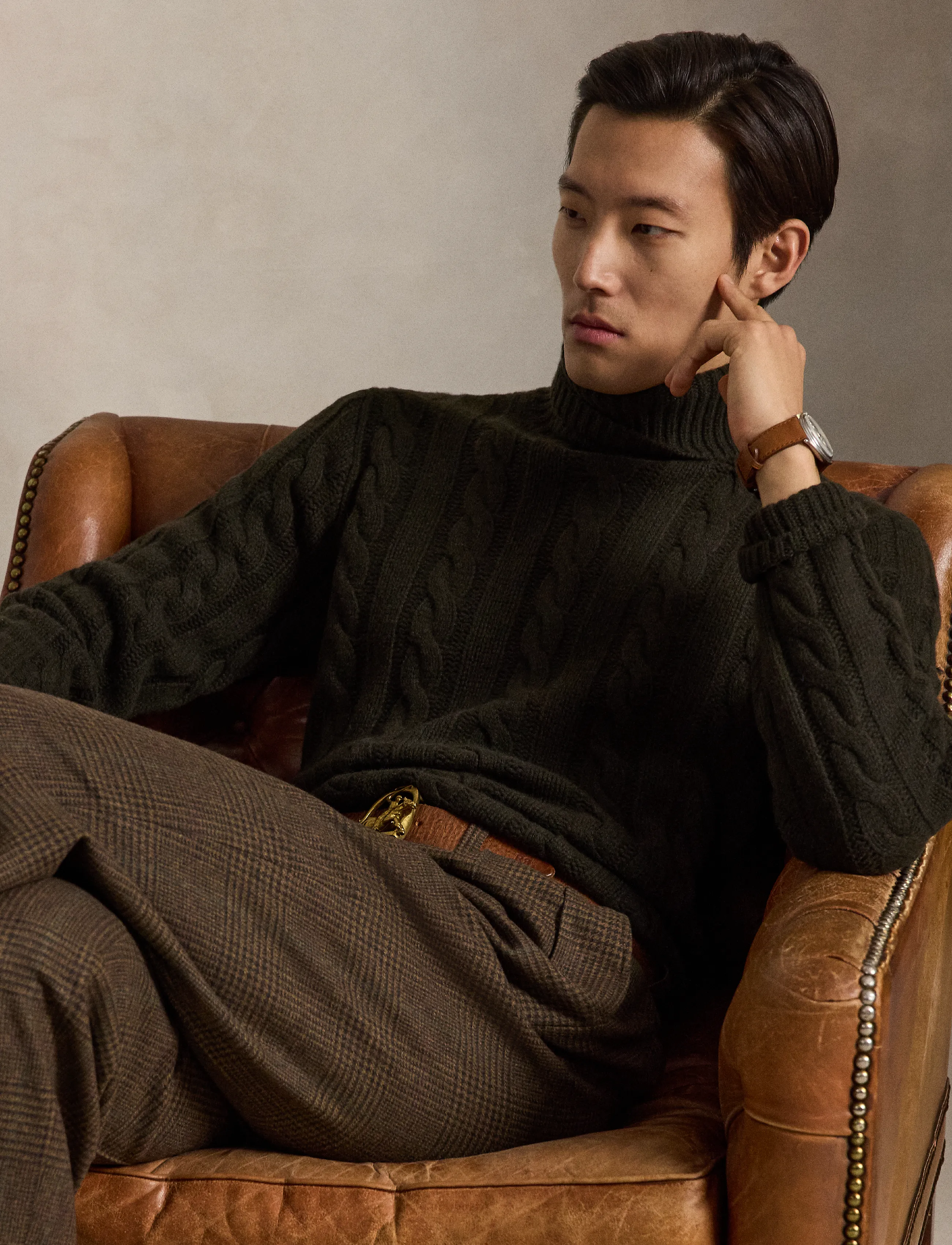 Polo Ralph Lauren - Cable-Knit Wool-Cashmere Sweater - rollkragen - olive shrub heath - 5