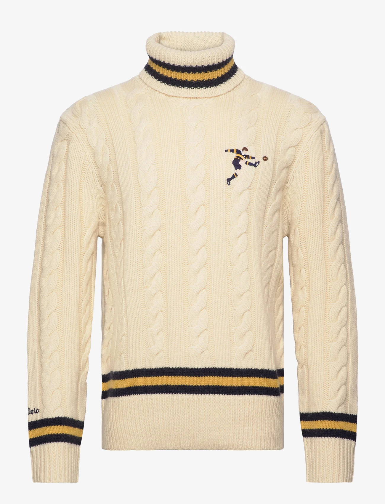 Polo Ralph Lauren - Cable-Knit Wool-Blend Turtleneck Sweater - džemperi ar augstu apkakli - cream combo - 0
