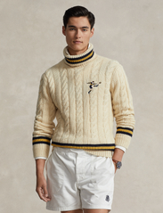 Polo Ralph Lauren - Cable-Knit Wool-Blend Turtleneck Sweater - džemperi ar augstu apkakli - cream combo - 2