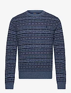 Fair Isle Wool Sweater - NAVY COMBO