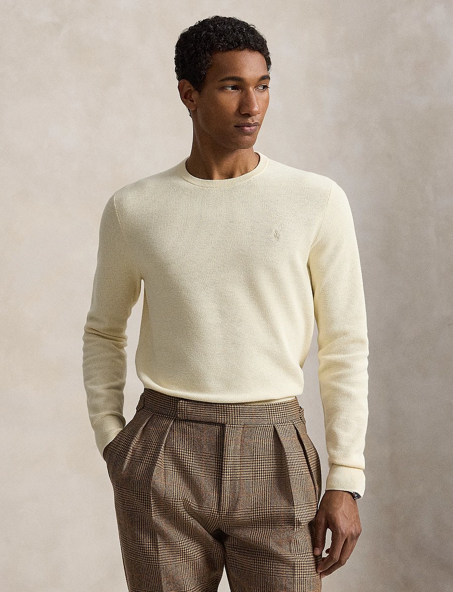 Polo Ralph Lauren - Mesh-Knit Cotton Crewneck Sweater - Ümara kaelusega - andover cream - 0