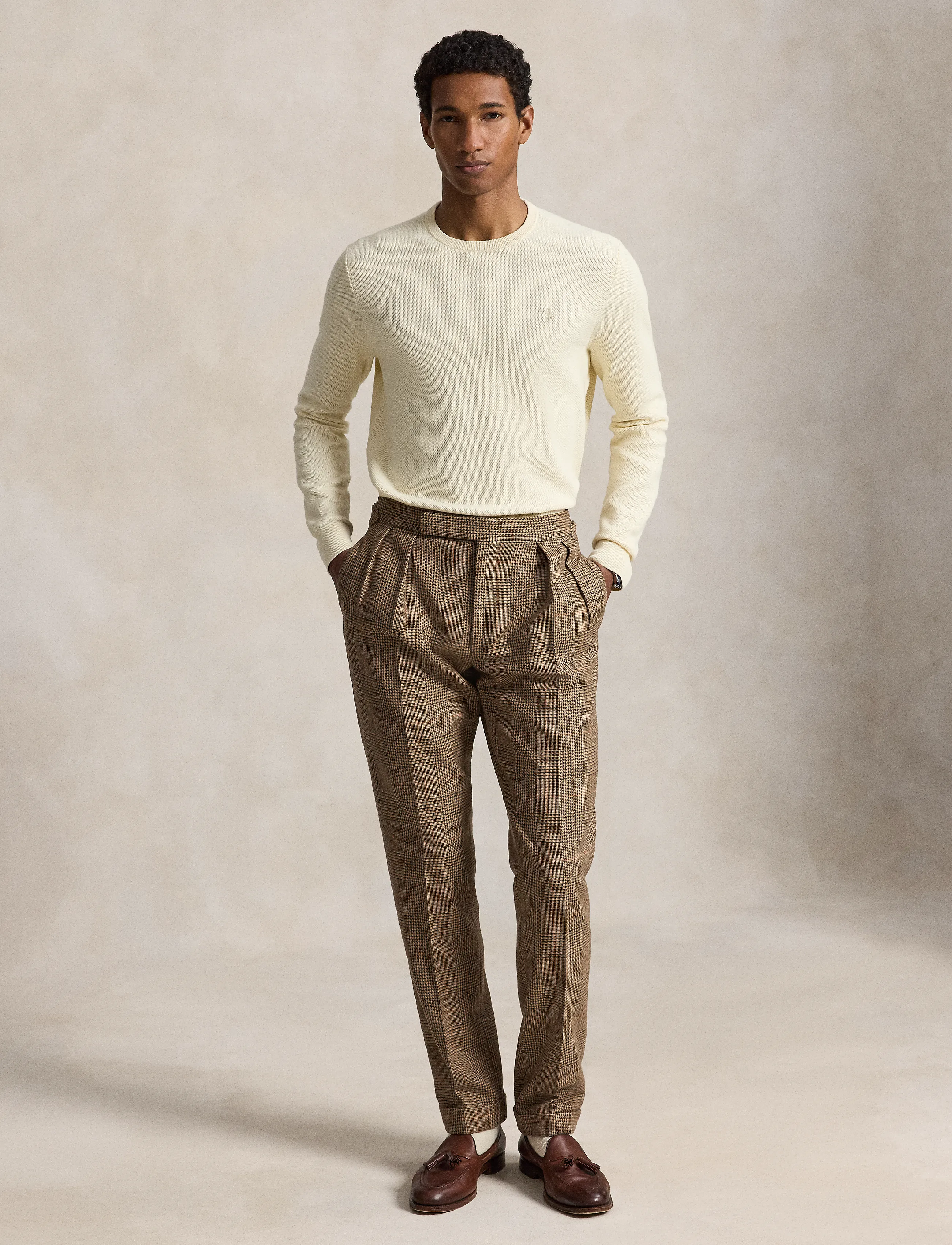 Polo Ralph Lauren - Mesh-Knit Cotton Crewneck Sweater - Ümara kaelusega - andover cream - 3