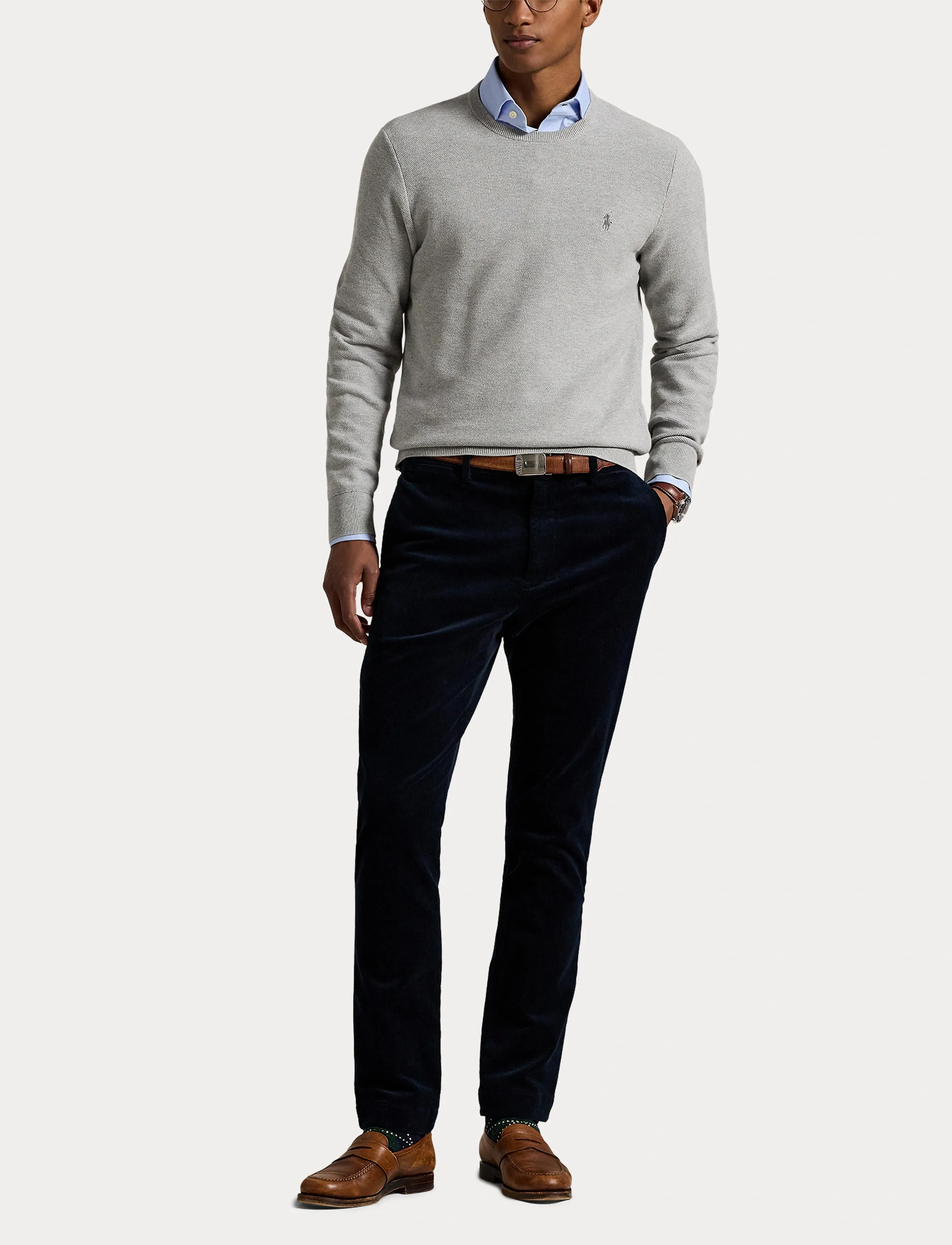 Polo Ralph Lauren - Mesh-Knit Cotton Crewneck Sweater - rund hals - andover  heather - 4