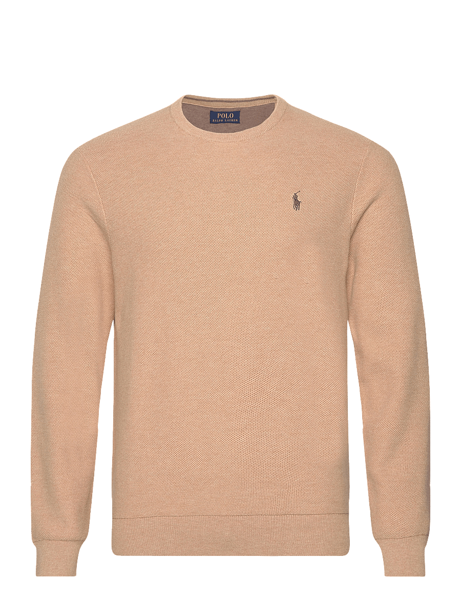 Polo Ralph Lauren - Mesh-Knit Cotton Crewneck Sweater - round necks - camel melange - 0